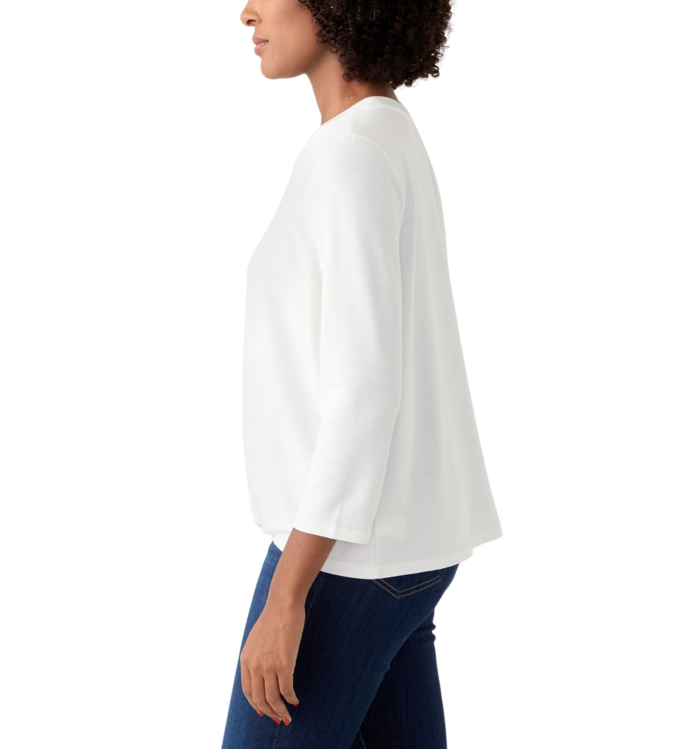 Womens 3/4 Sleeve Knot Front T-Shirt
