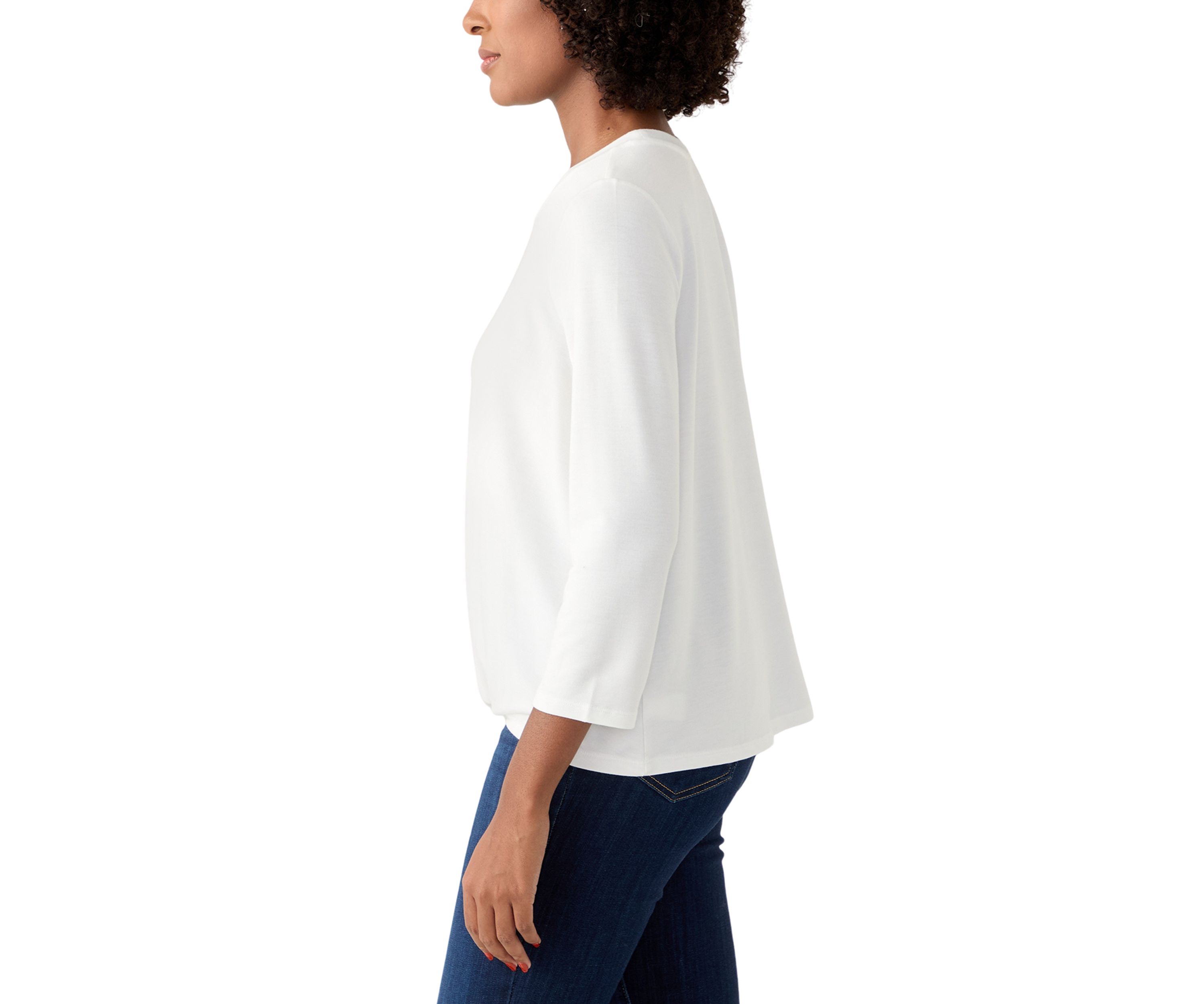 Womens 3/4 Sleeve Knot Front T-Shirt