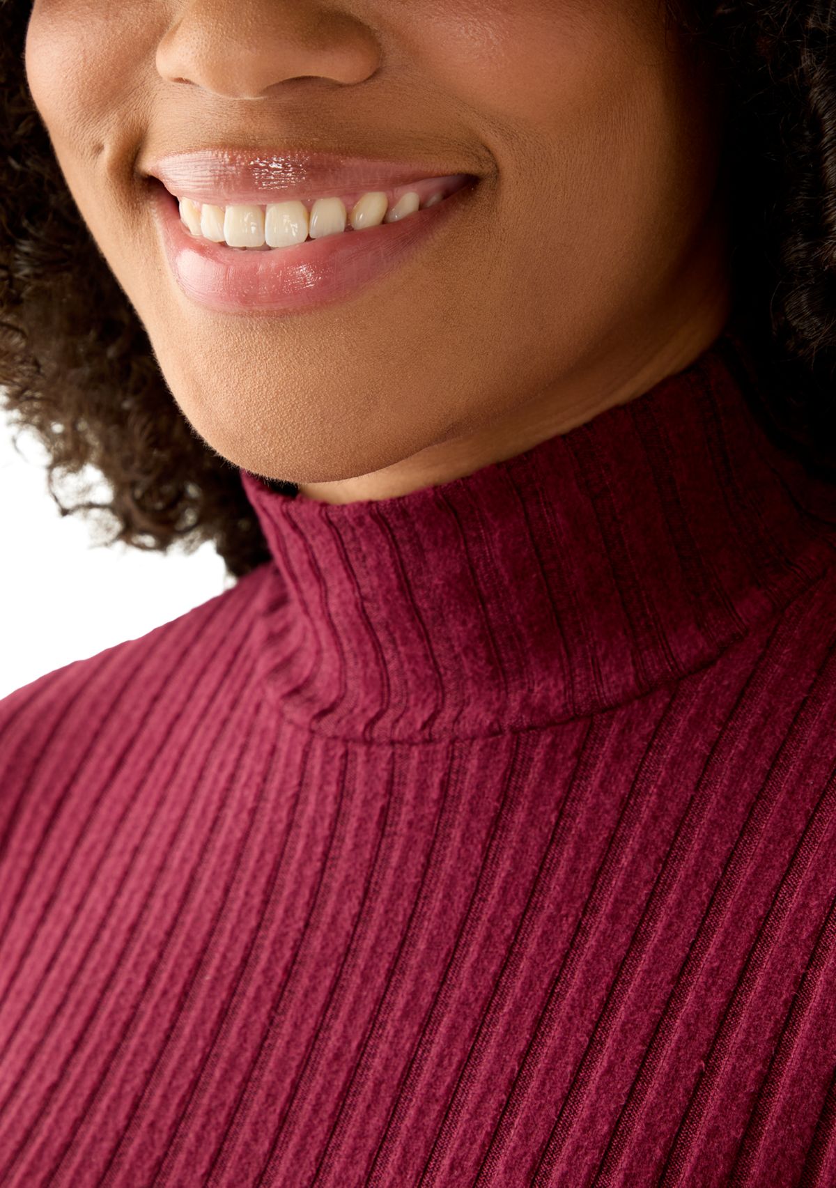 Womens Long Sleeve Rib Knit Mock Neck Sweater