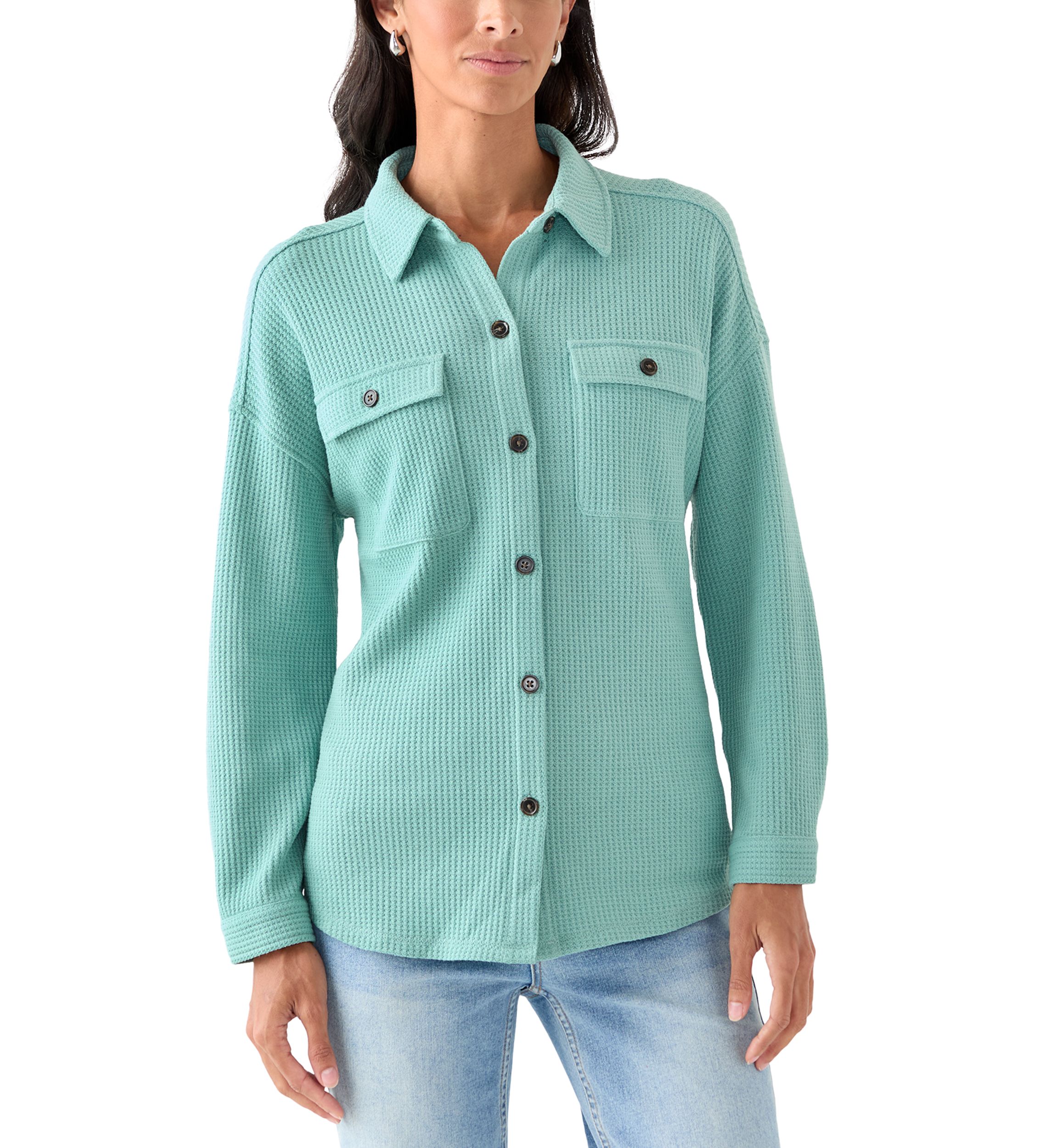 Womens Long Sleeve Waffle Knit T-Shirt