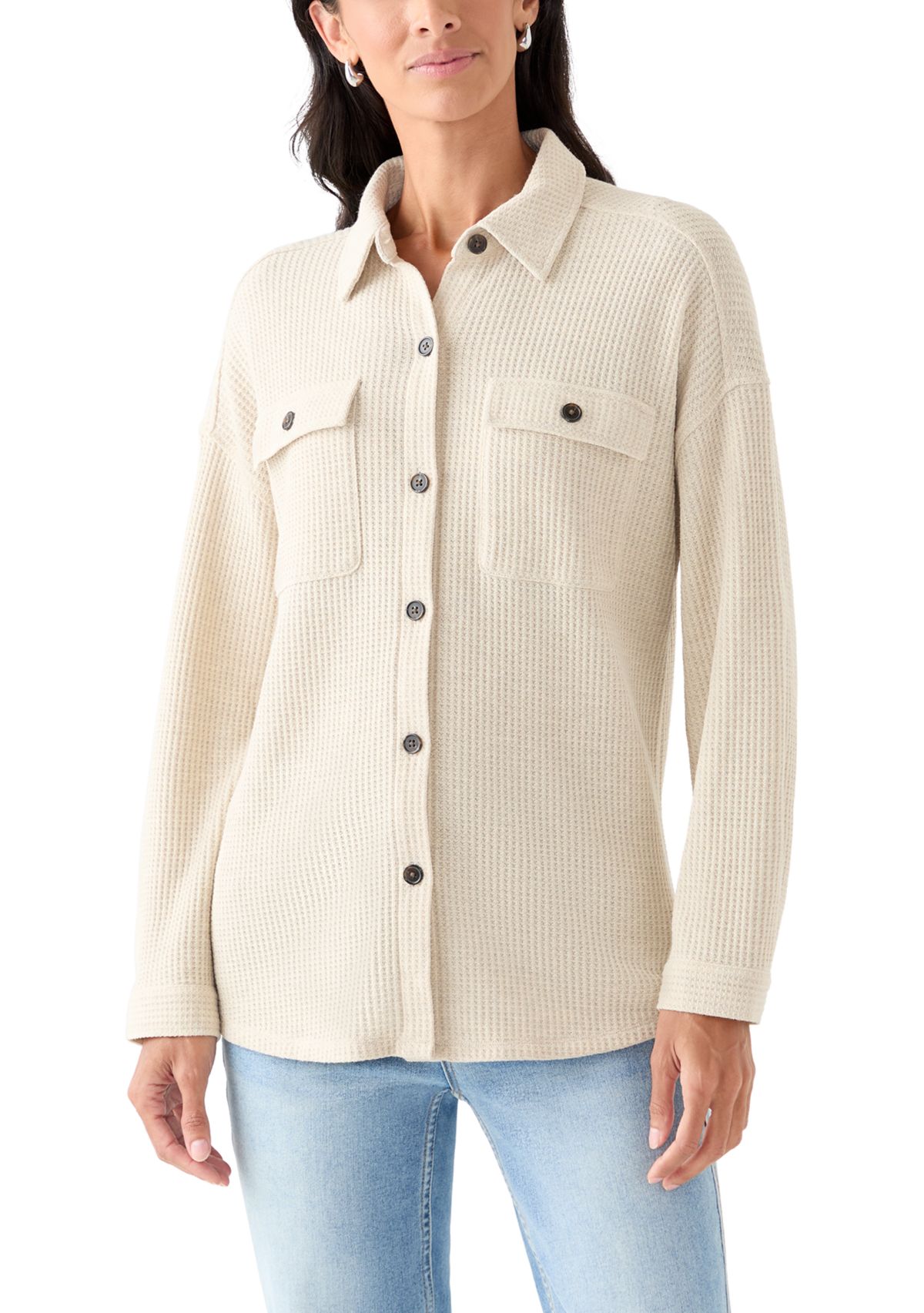 Womens Long Sleeve Waffle Knit Shirt