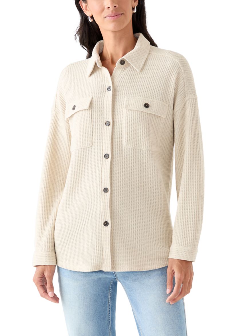 Womens Long Sleeve Waffle Knit Shirt