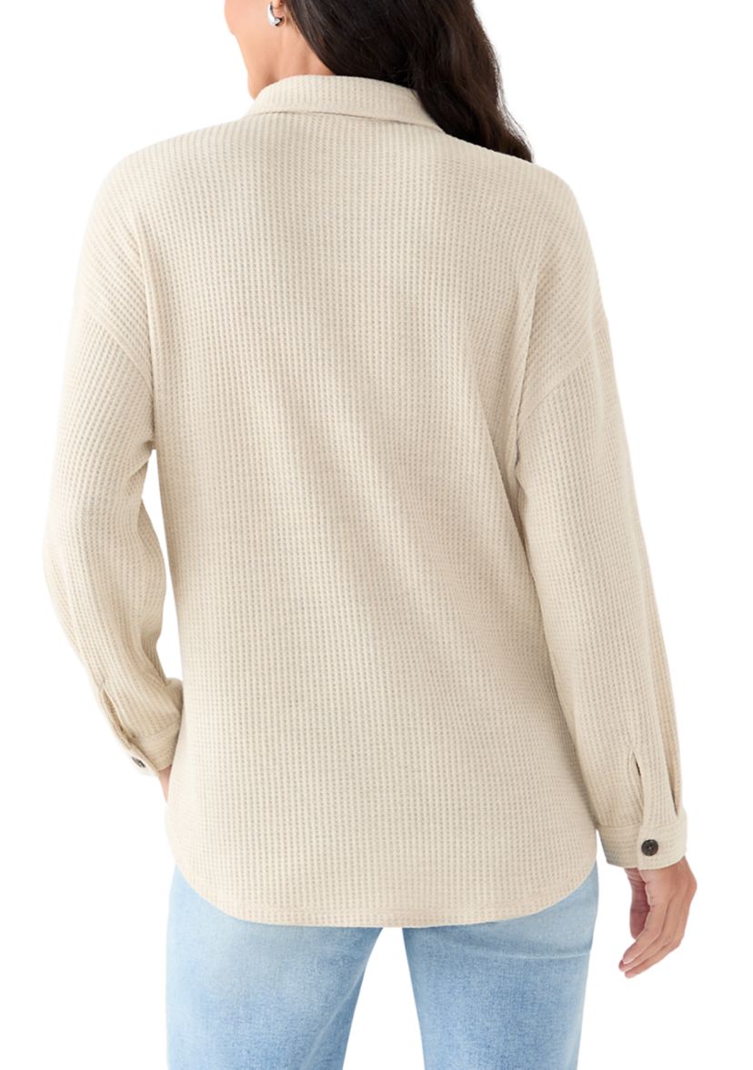 Womens Long Sleeve Waffle Knit Shirt