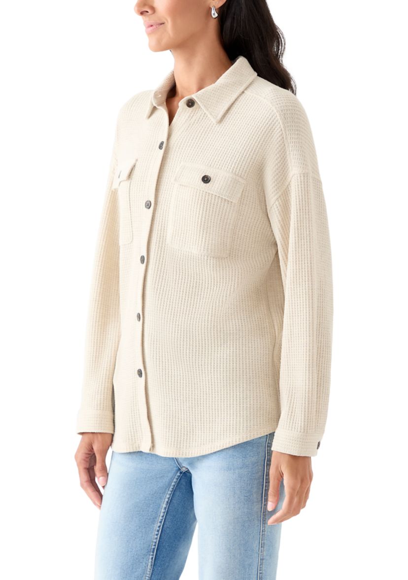 Womens Long Sleeve Waffle Knit Shirt