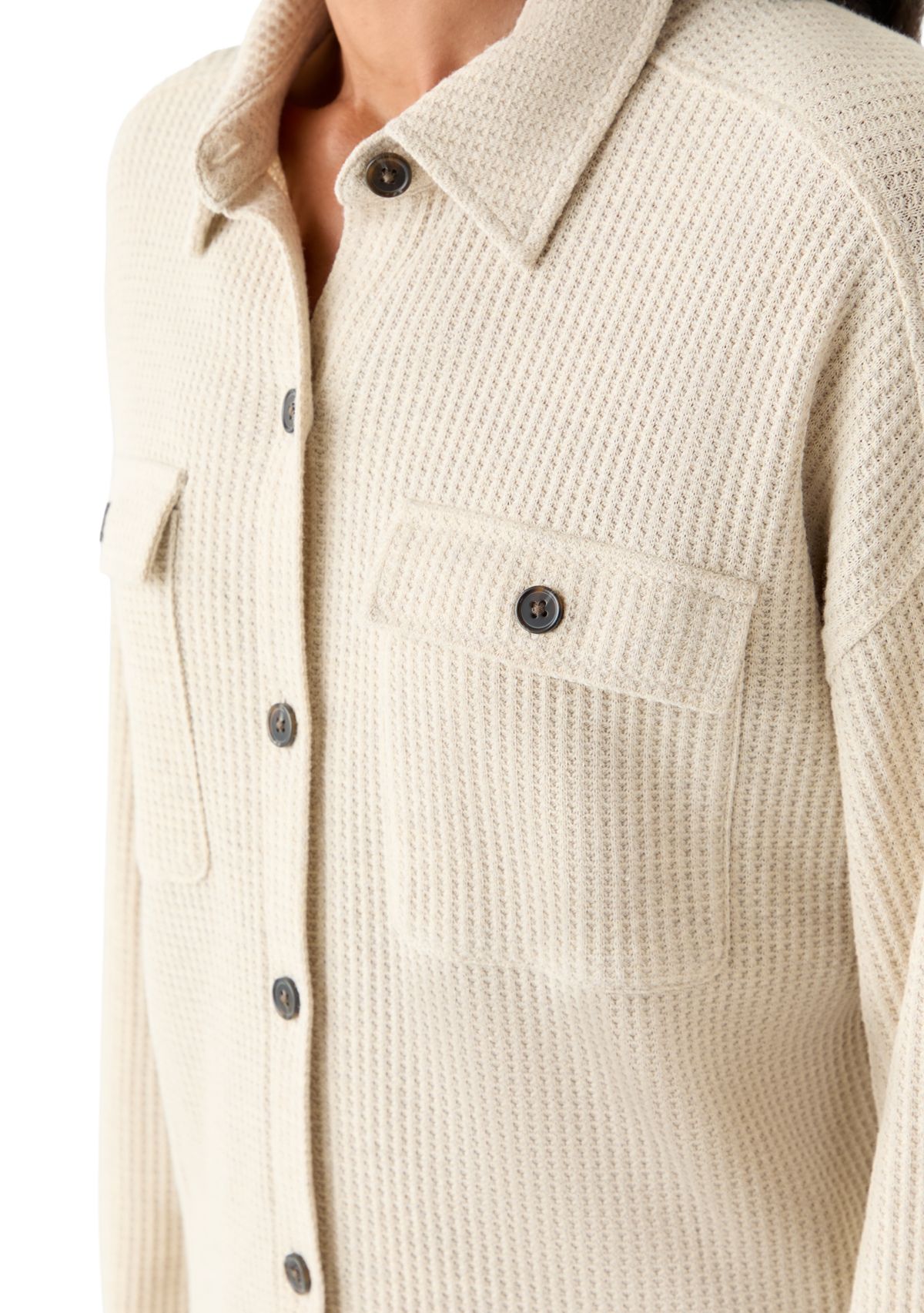 Womens Long Sleeve Waffle Knit Shirt