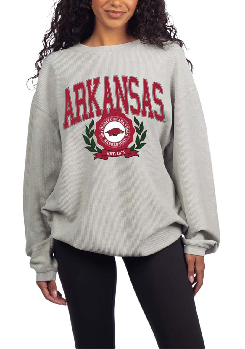 NCAA Arkansas Razorbacks Drop Shoulder Graphic Crew Pullover