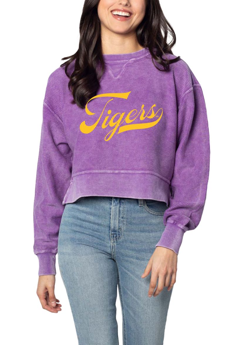 NCAA LSU Tigers Drop Shoulder Graphic Crew Pullover