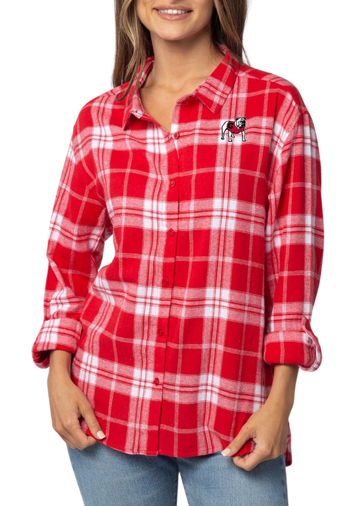 Plus Size NCAA Georgia Bulldogs Boyfriend Plaid Shirt