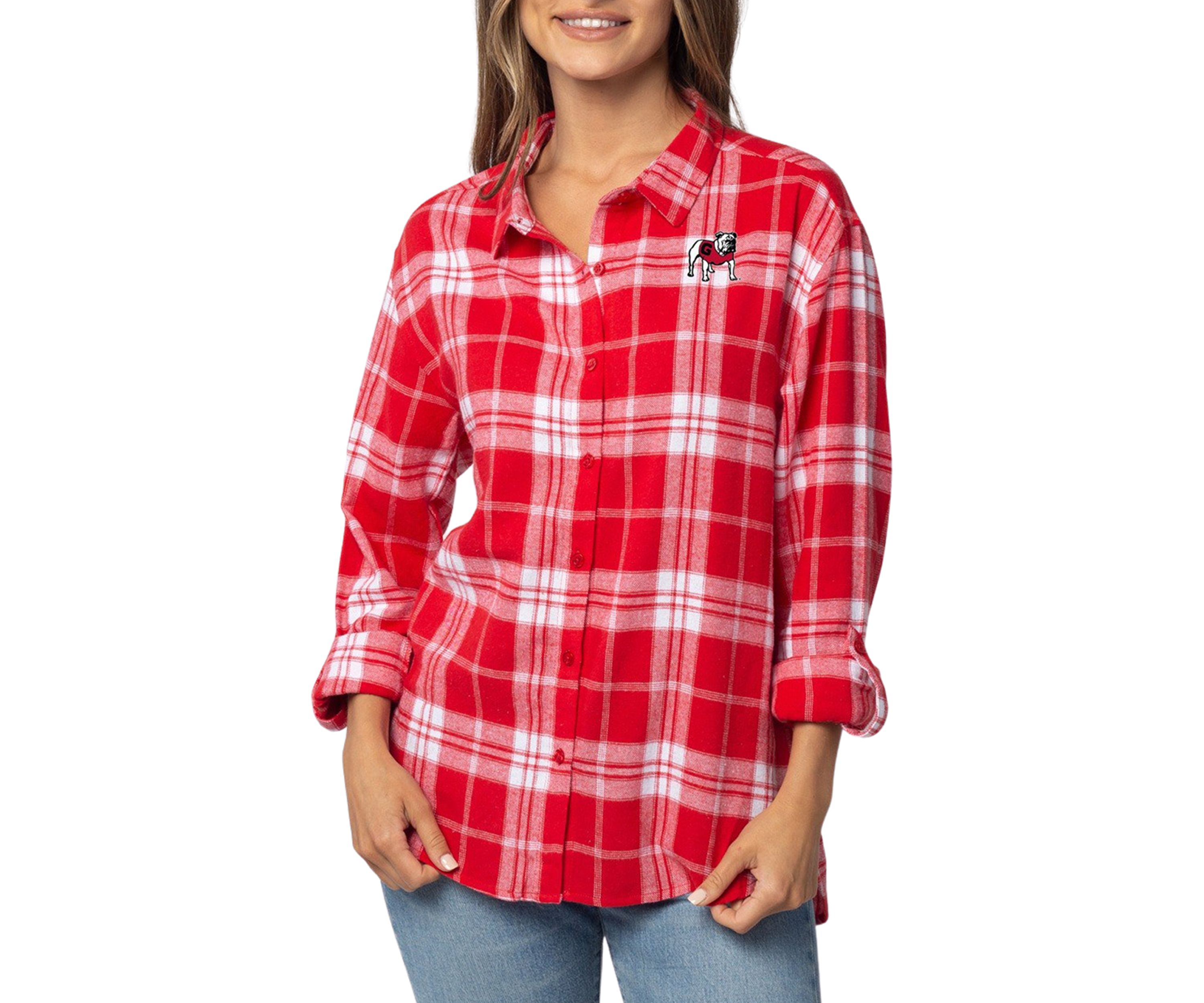 Plus Size NCAA Georgia Bulldogs Boyfriend Plaid Shirt