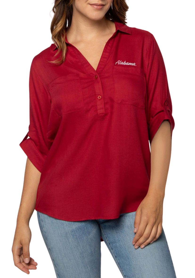 Plus Size NCAA Alabama Crimson Tide Best Shot Button-Up
