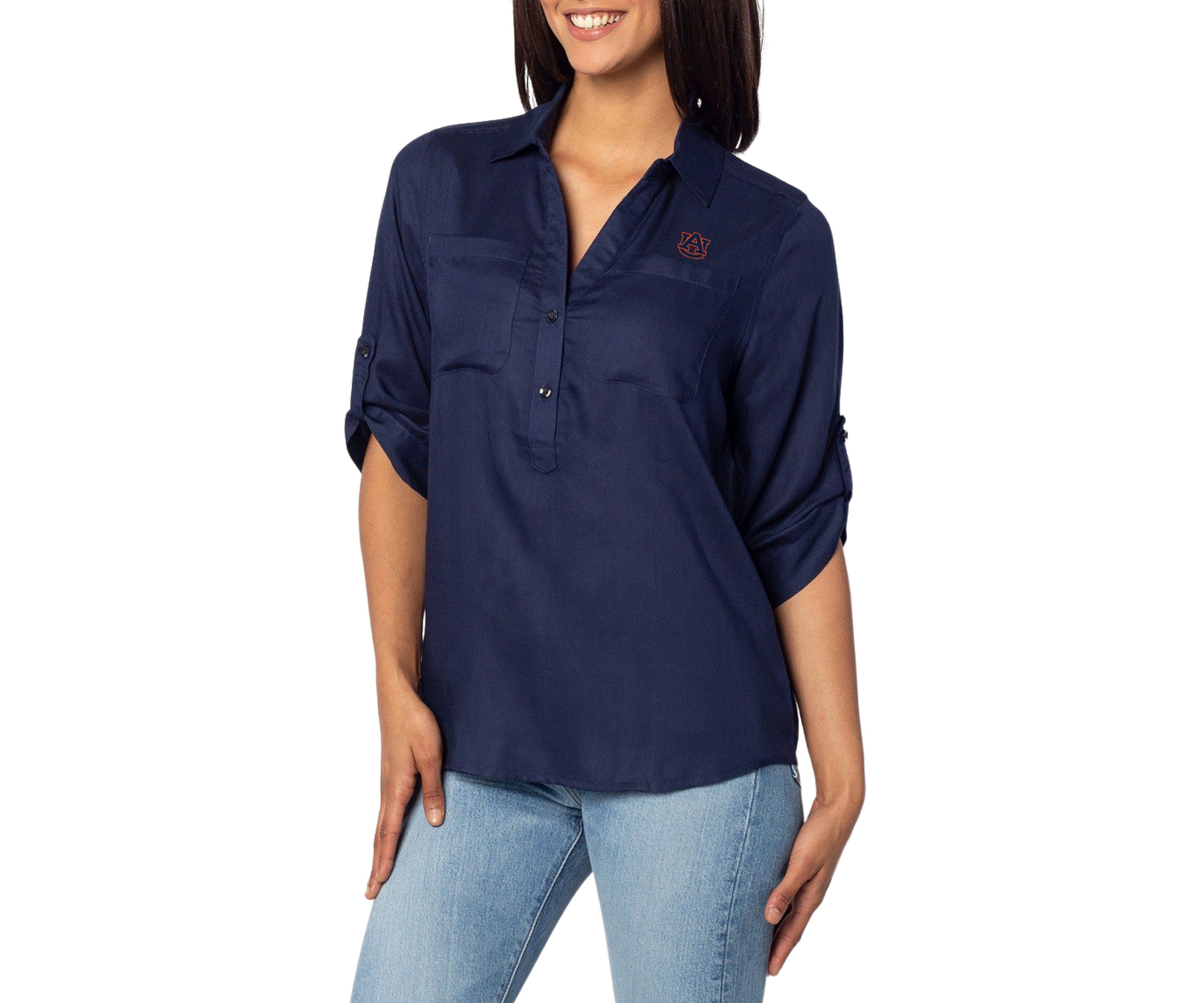 Plus Size NCAA Auburn Tigers Best Shot Button Down Shirt
