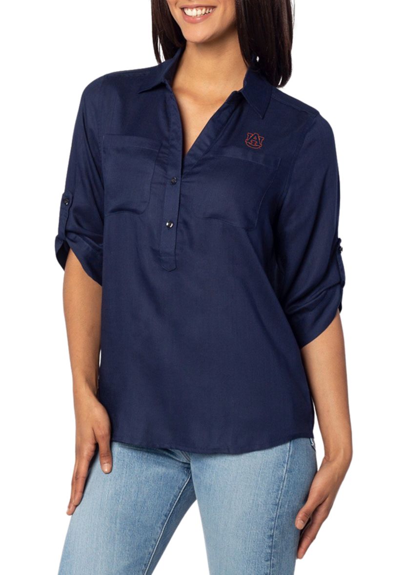 Plus Size NCAA Auburn Tigers Best Shot Button Down Shirt