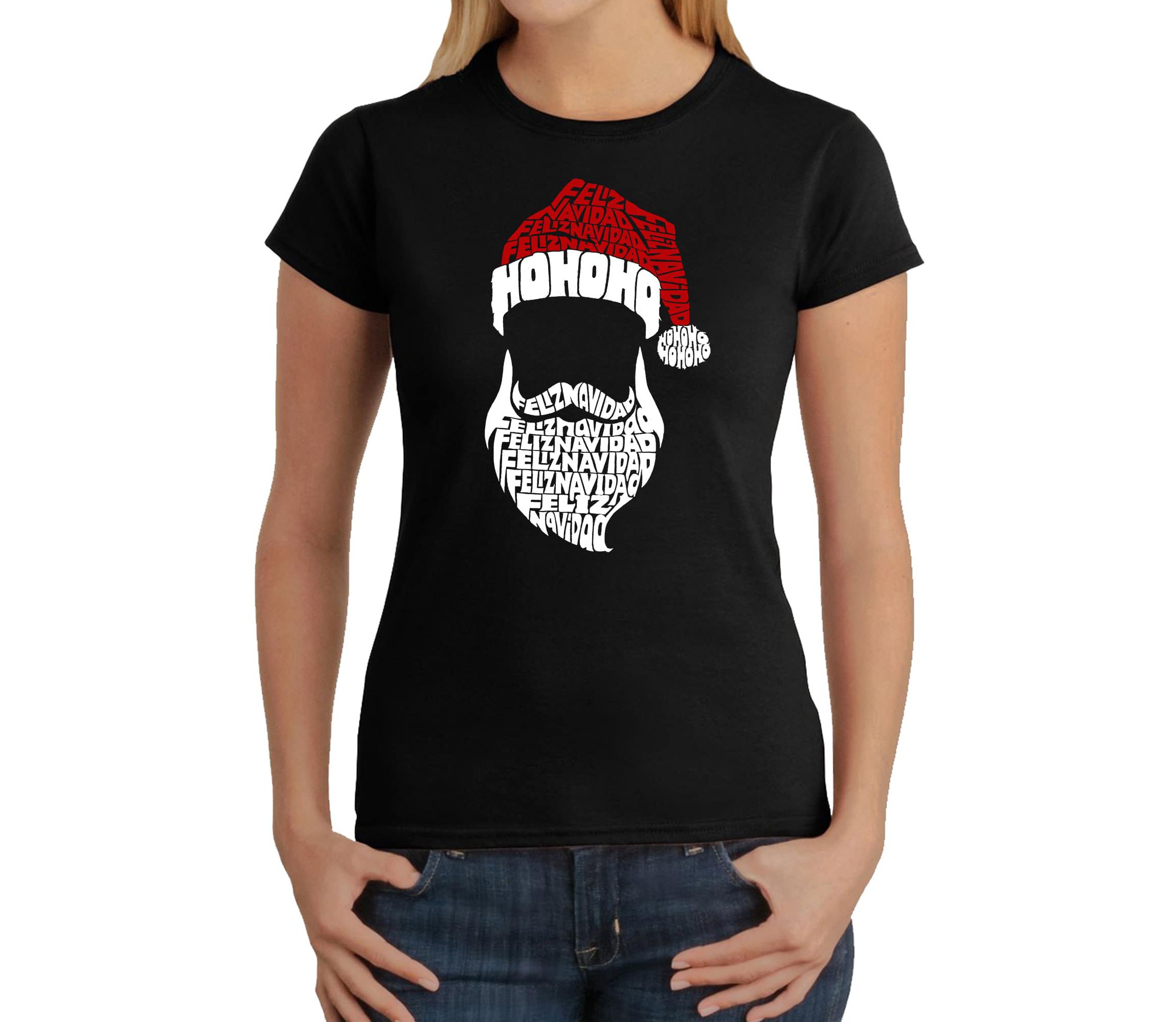 Feliz Navidad Santa Claus - Womens Word Art T-Shirt