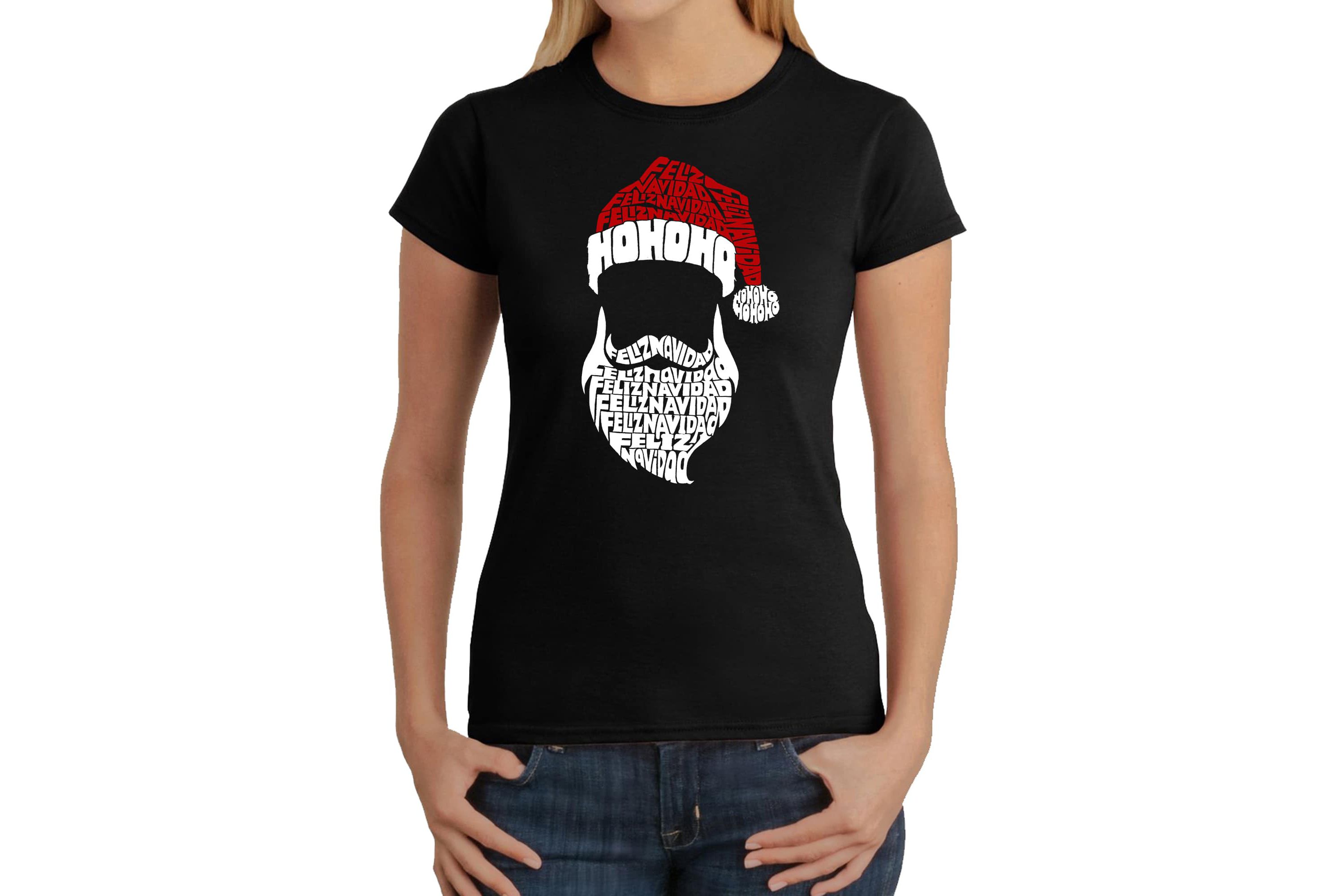 Feliz Navidad Santa Claus - Womens Word Art T-Shirt