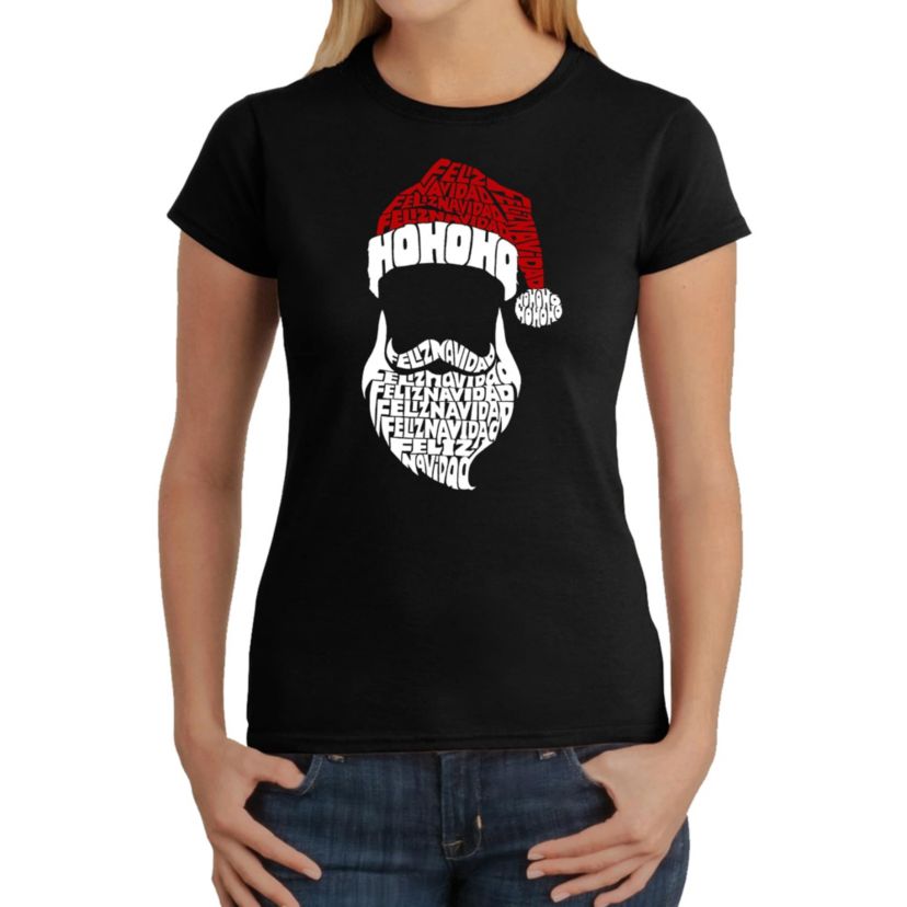 Feliz Navidad Santa Claus - Womens Word Art T-Shirt