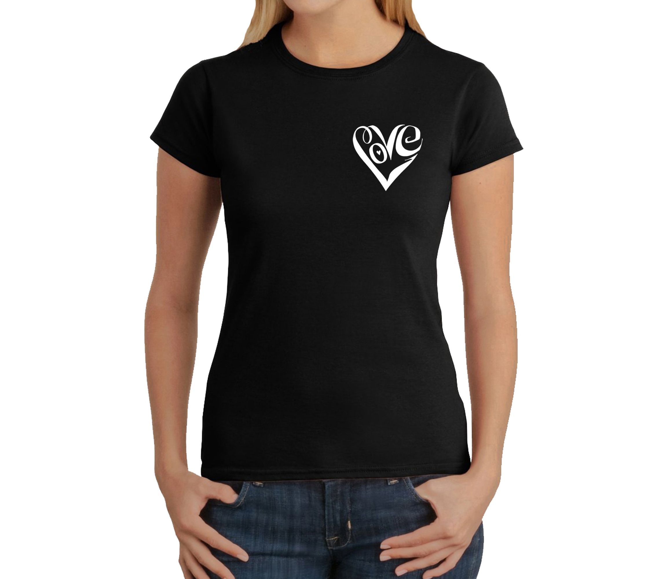 Script Heart - Womens Word Art T-Shirt