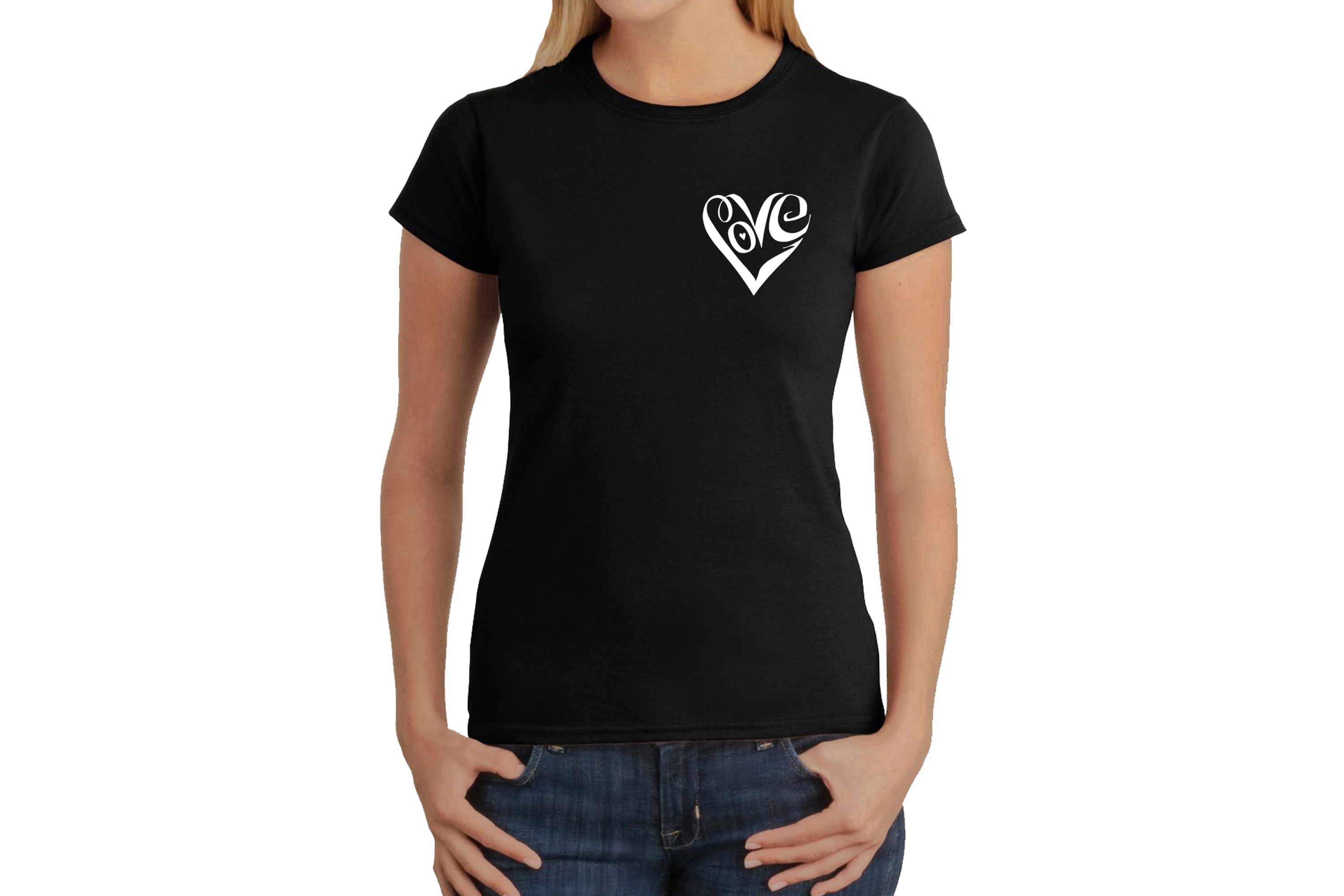 Script Heart - Womens Word Art T-Shirt