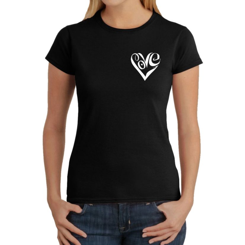 Script Heart - Womens Word Art T-Shirt