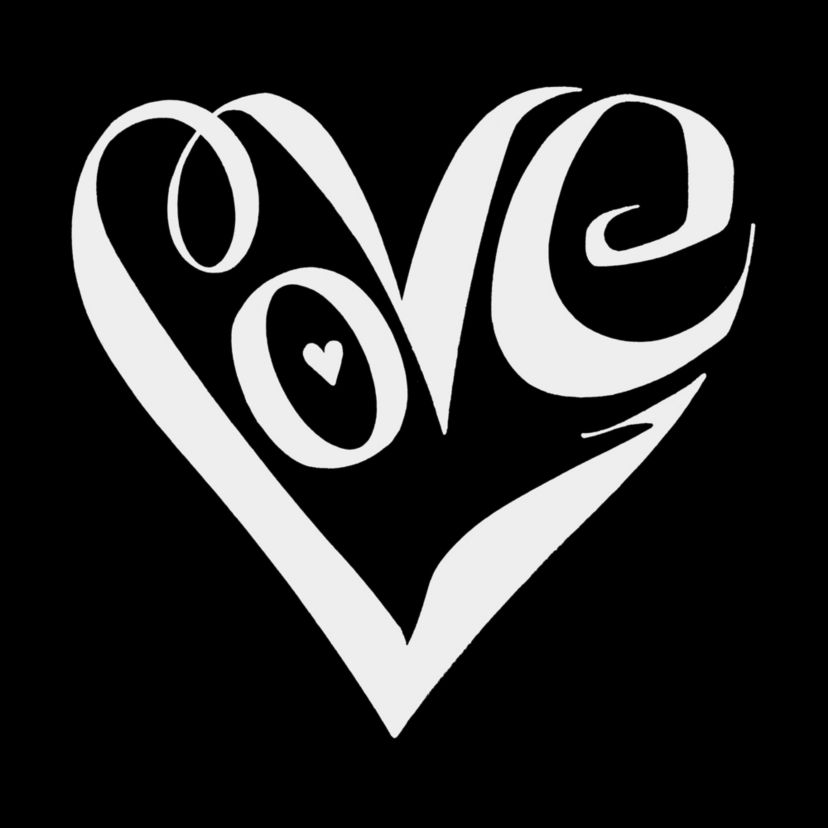 Script Heart - Womens Word Art T-Shirt