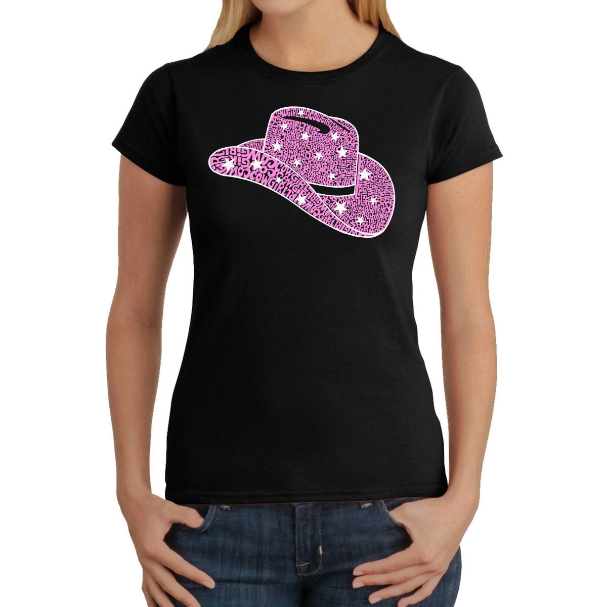 Cowgirl Hat - Womens Word Art T-Shirt