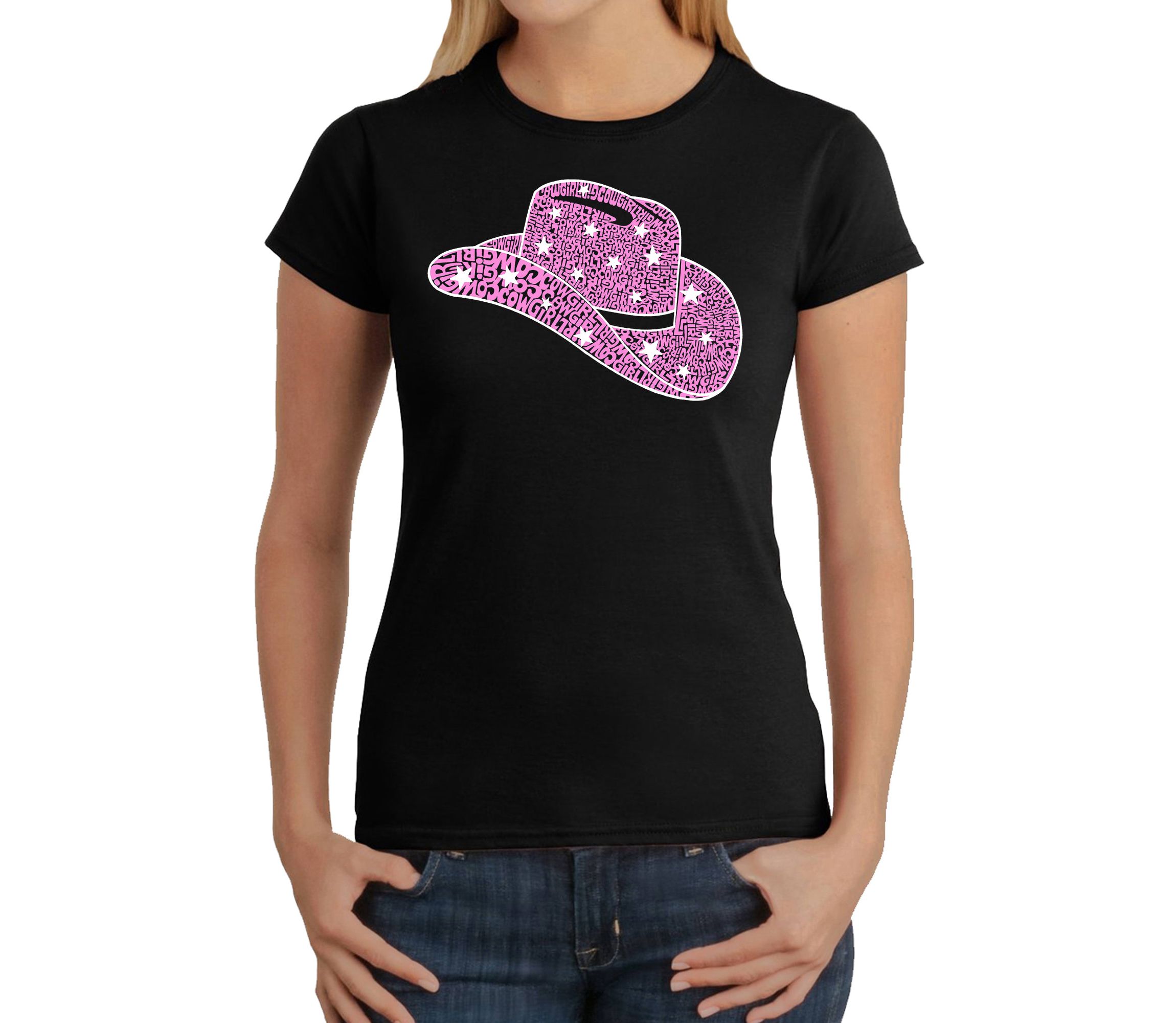 Cowgirl Hat - Womens Word Art T-Shirt