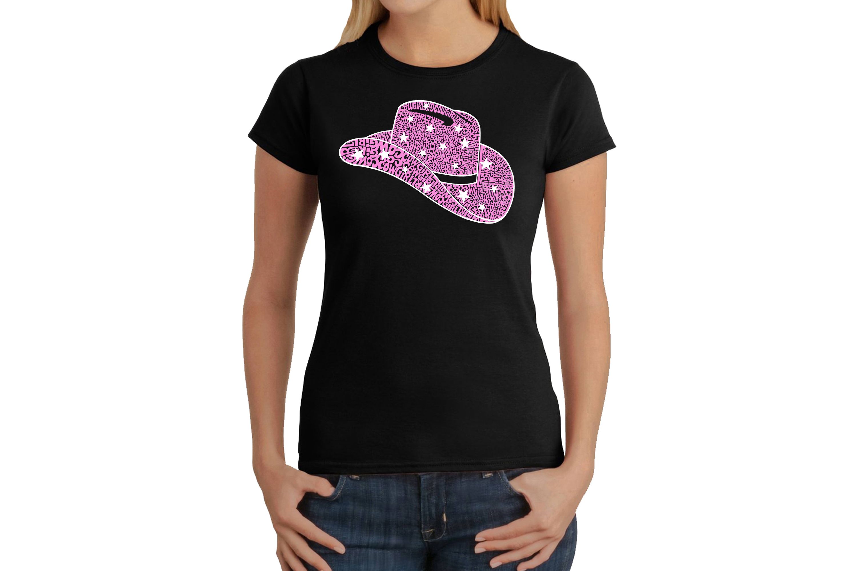 Cowgirl Hat - Womens Word Art T-Shirt