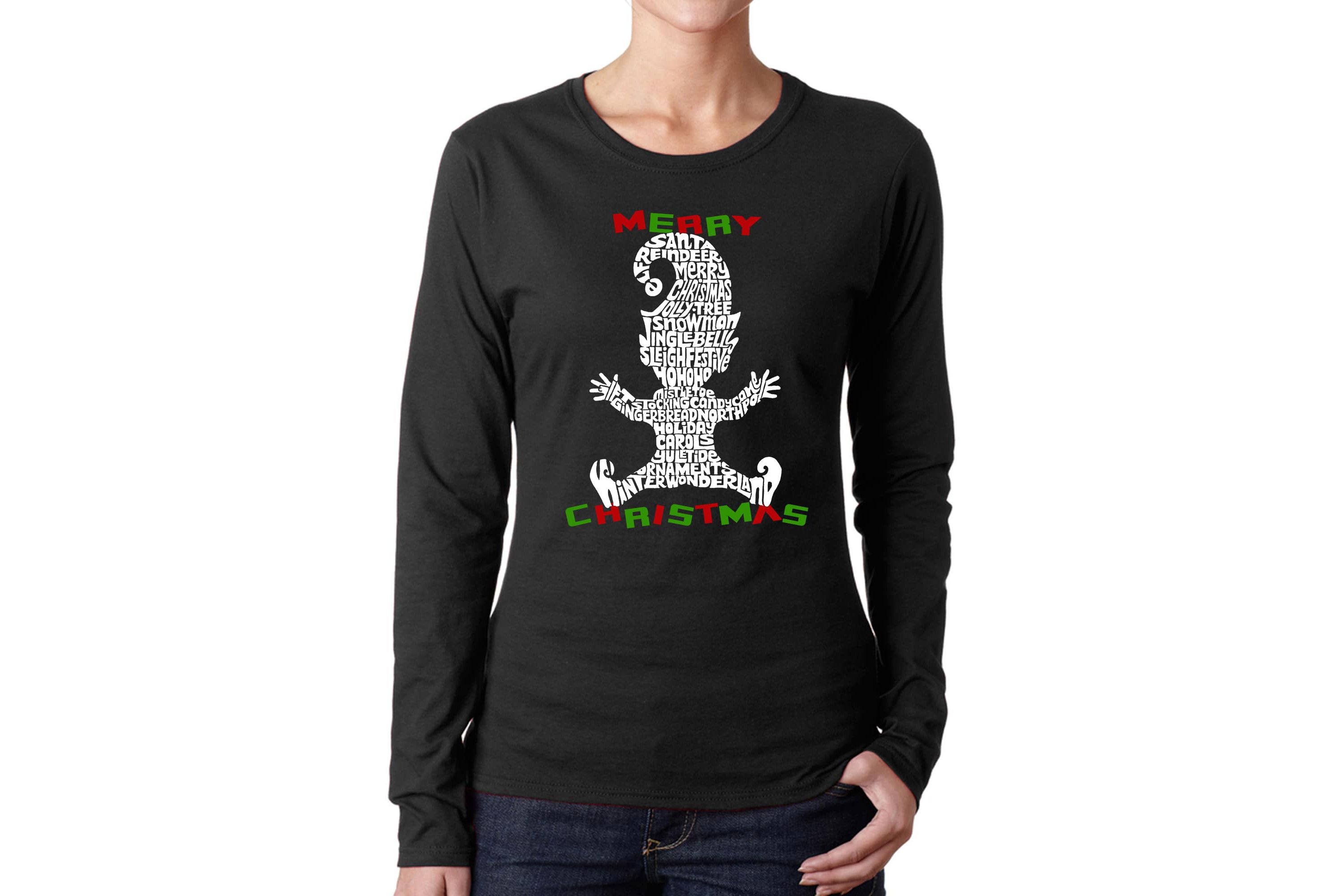 Christmas Elf - Womens Word Art Long Sleeve T-Shirt