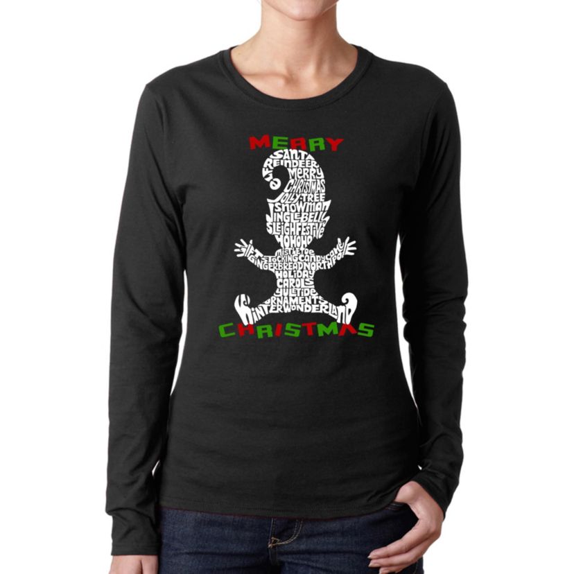 Christmas Elf - Womens Word Art Long Sleeve T-Shirt