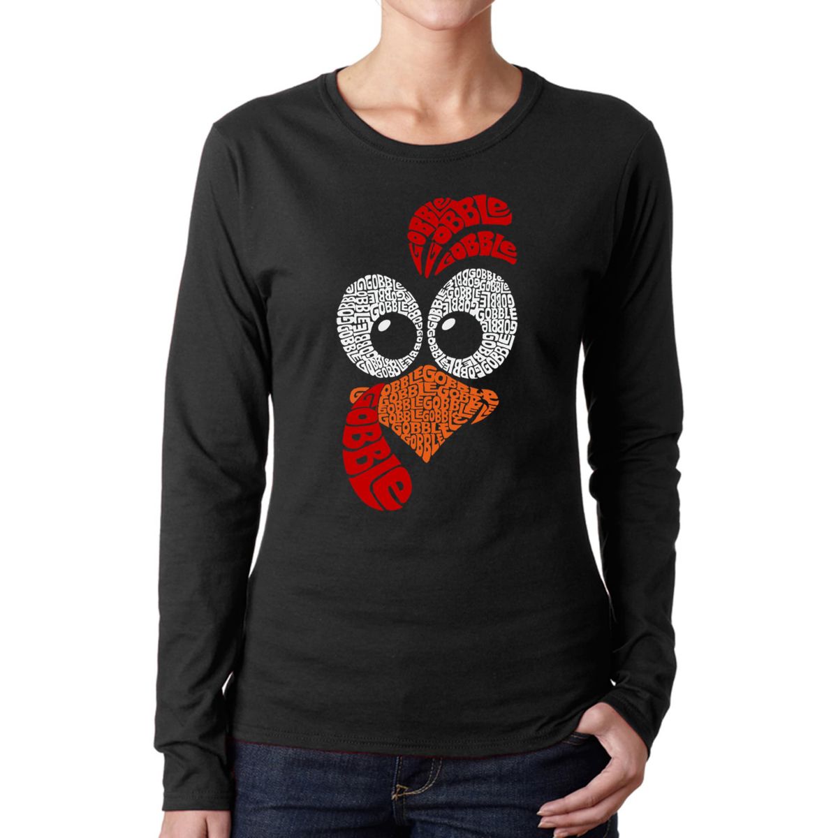Turkey Face - Womens Word Art Long Sleeve T-Shirt