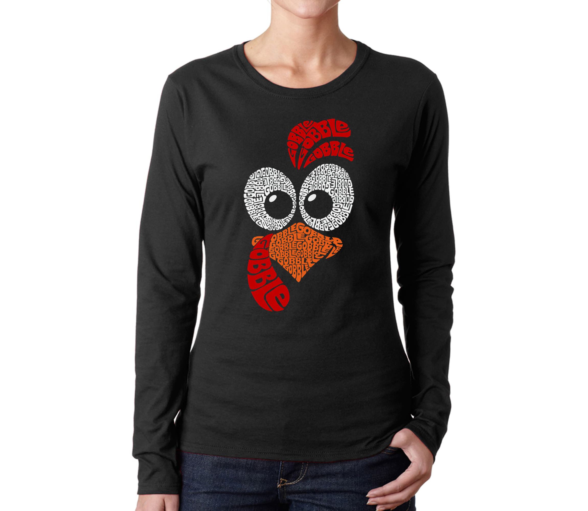 Turkey Face - Womens Word Art Long Sleeve T-Shirt
