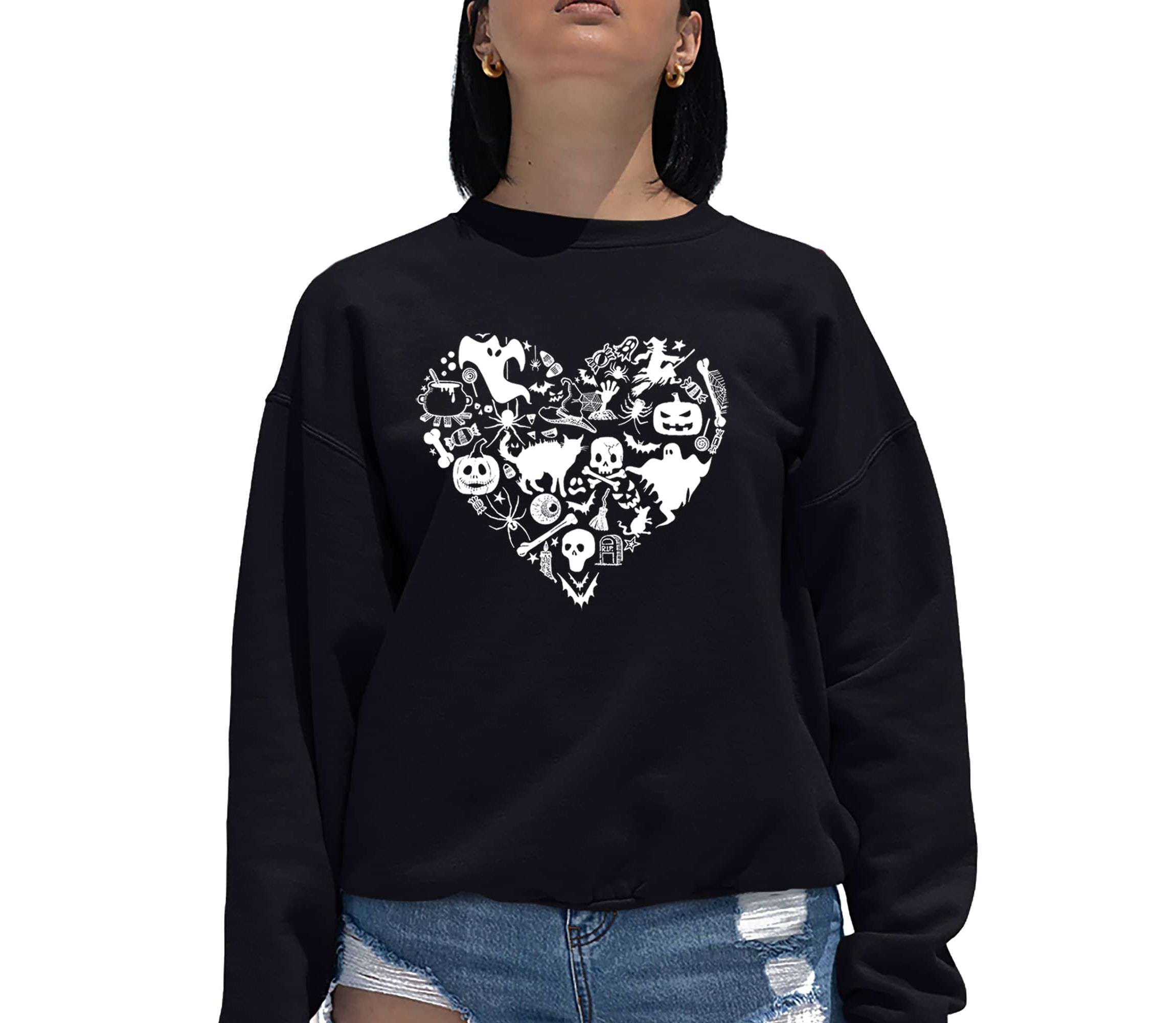 Halloween Heart - Womens Word Art Crewneck Sweatshirt