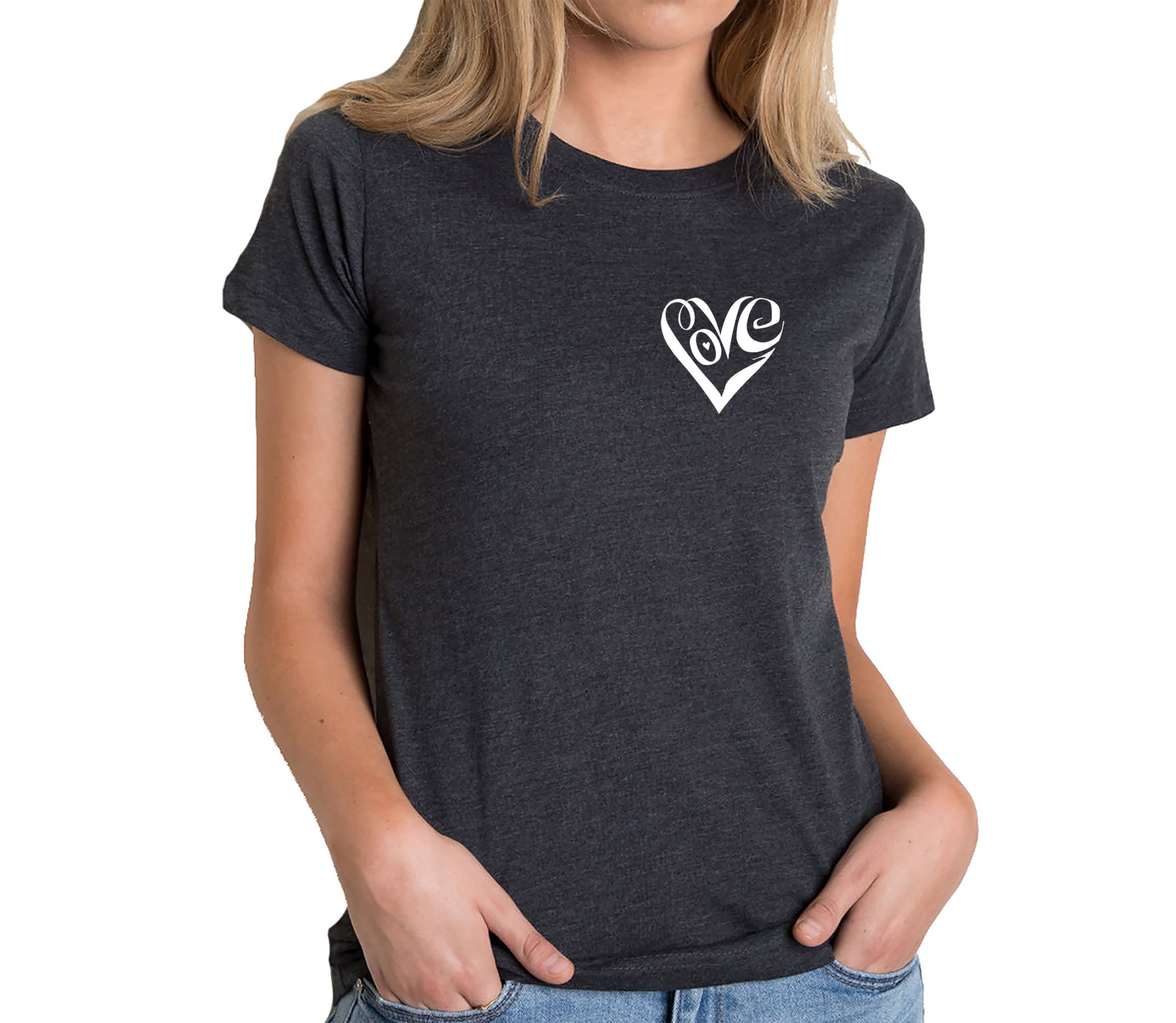 Script Heart - Womens Premium Blend Word Art T-Shirt