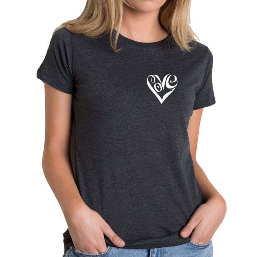 Script Heart - Womens Premium Blend Word Art T-Shirt