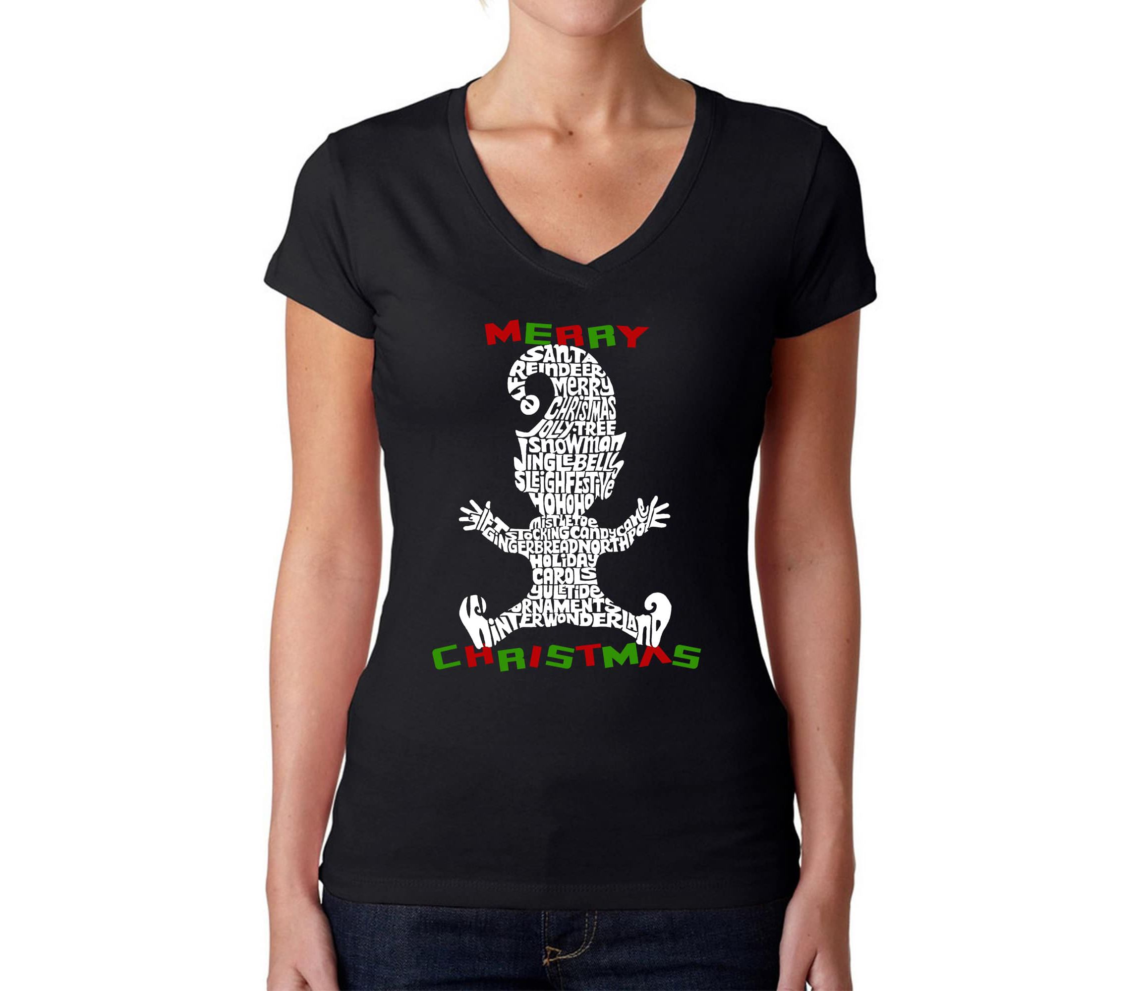 Christmas Elf - Womens Word Art V-Neck T-Shirt
