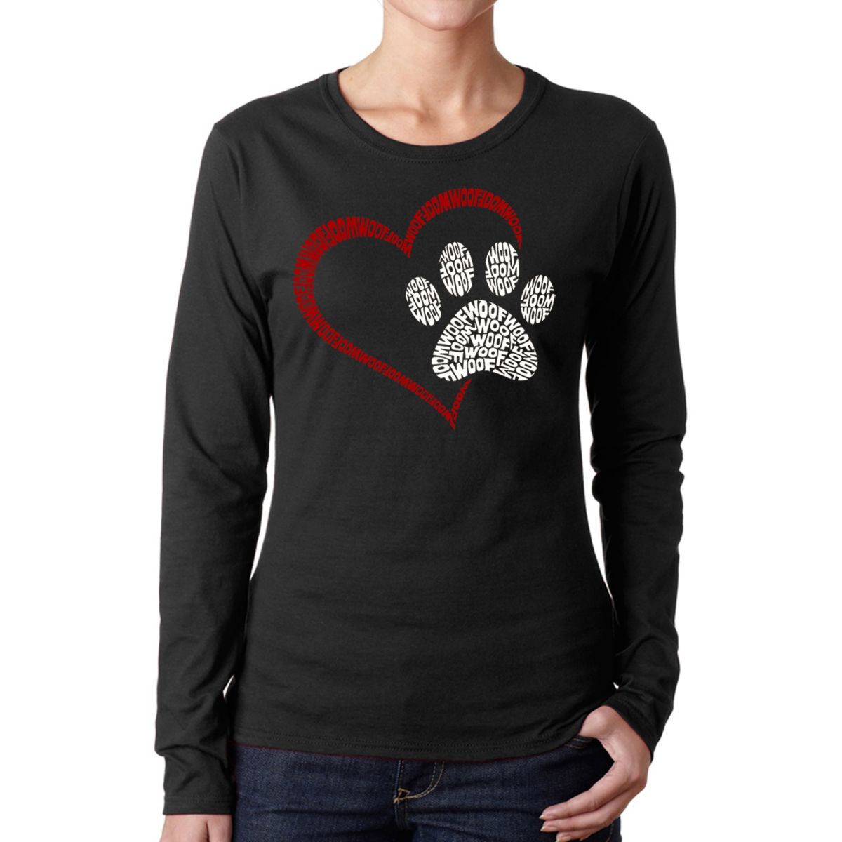 Paw Heart - Womens Word Art Long Sleeve T-Shirt