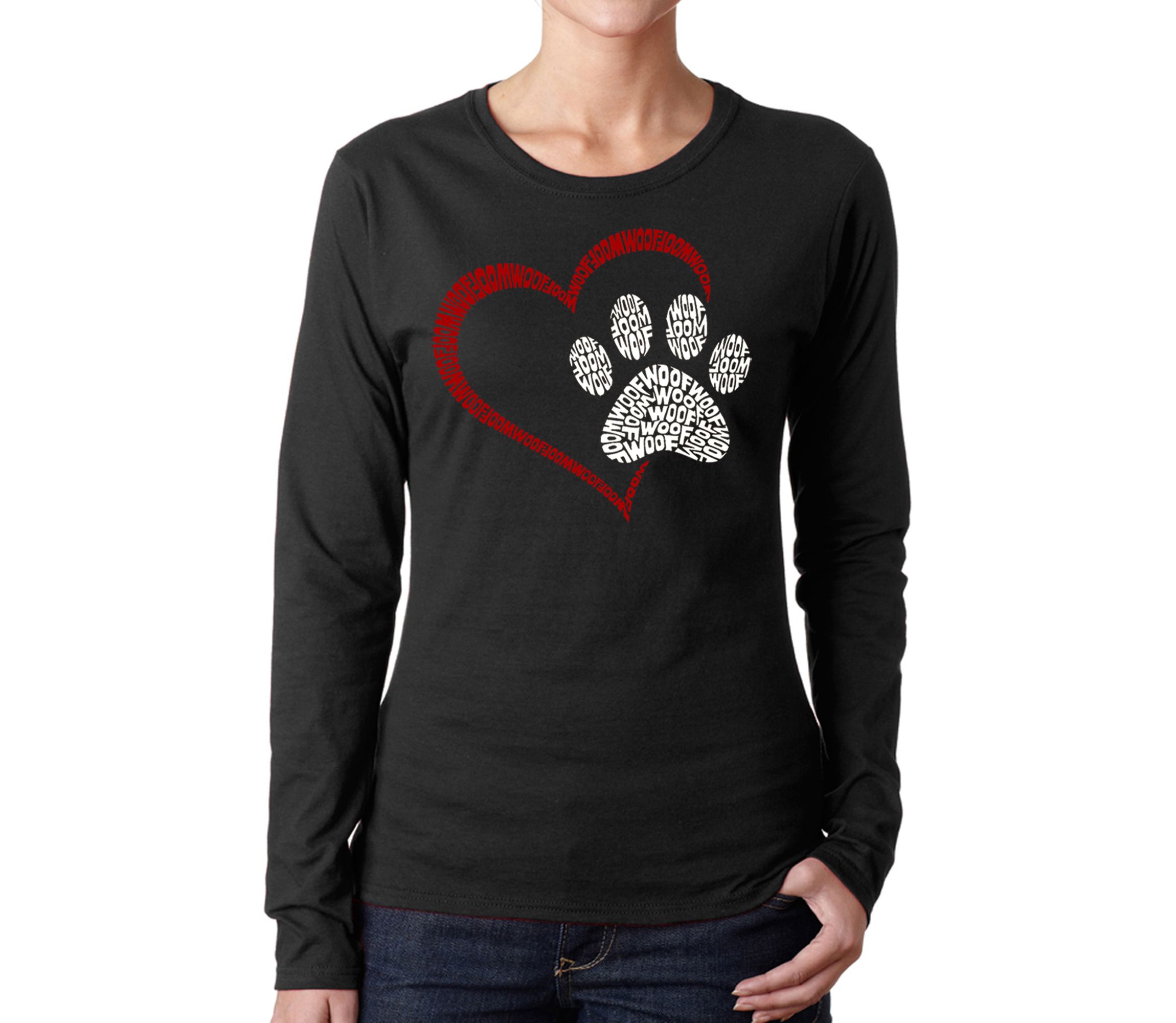 Paw Heart - Womens Word Art Long Sleeve T-Shirt