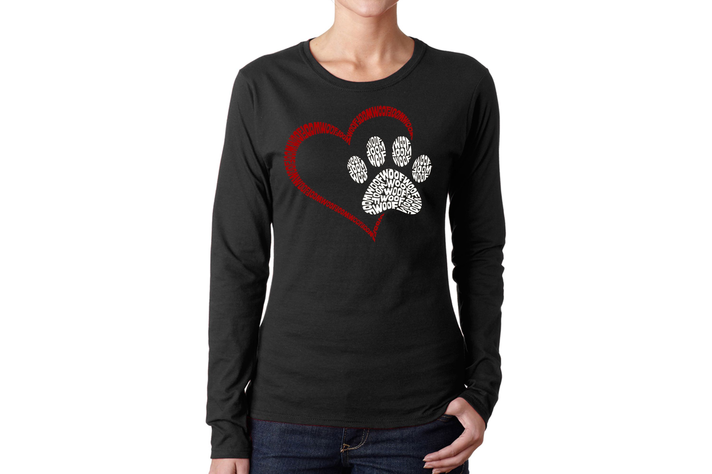 Paw Heart - Womens Word Art Long Sleeve T-Shirt