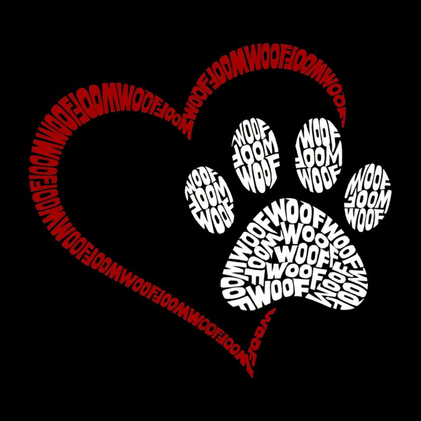 Paw Heart - Womens Word Art Long Sleeve T-Shirt