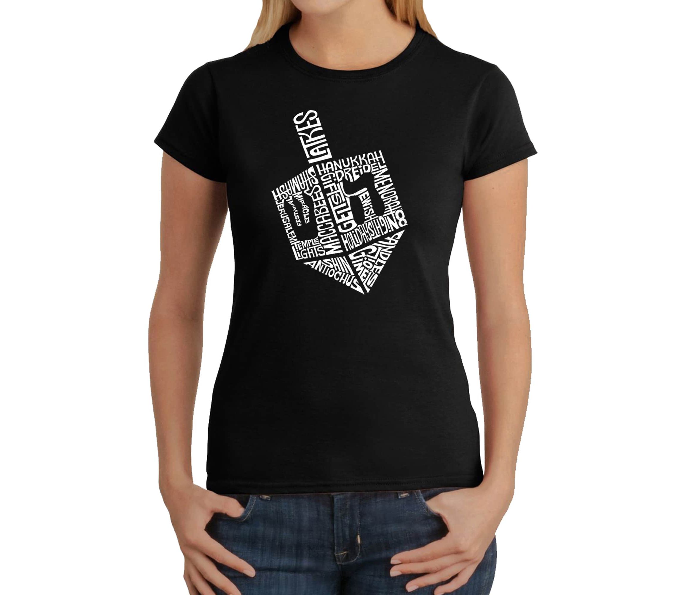 Hanukkah Dreidel - Womens Word Art T-Shirt