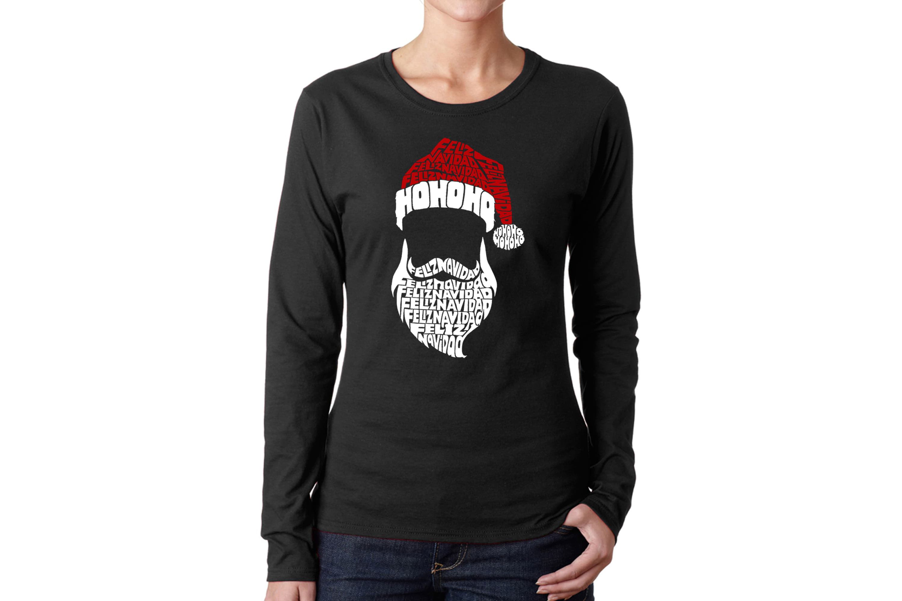 Feliz Navidad Santa Claus - Womens Word Art Long Sleeve T-Shirt