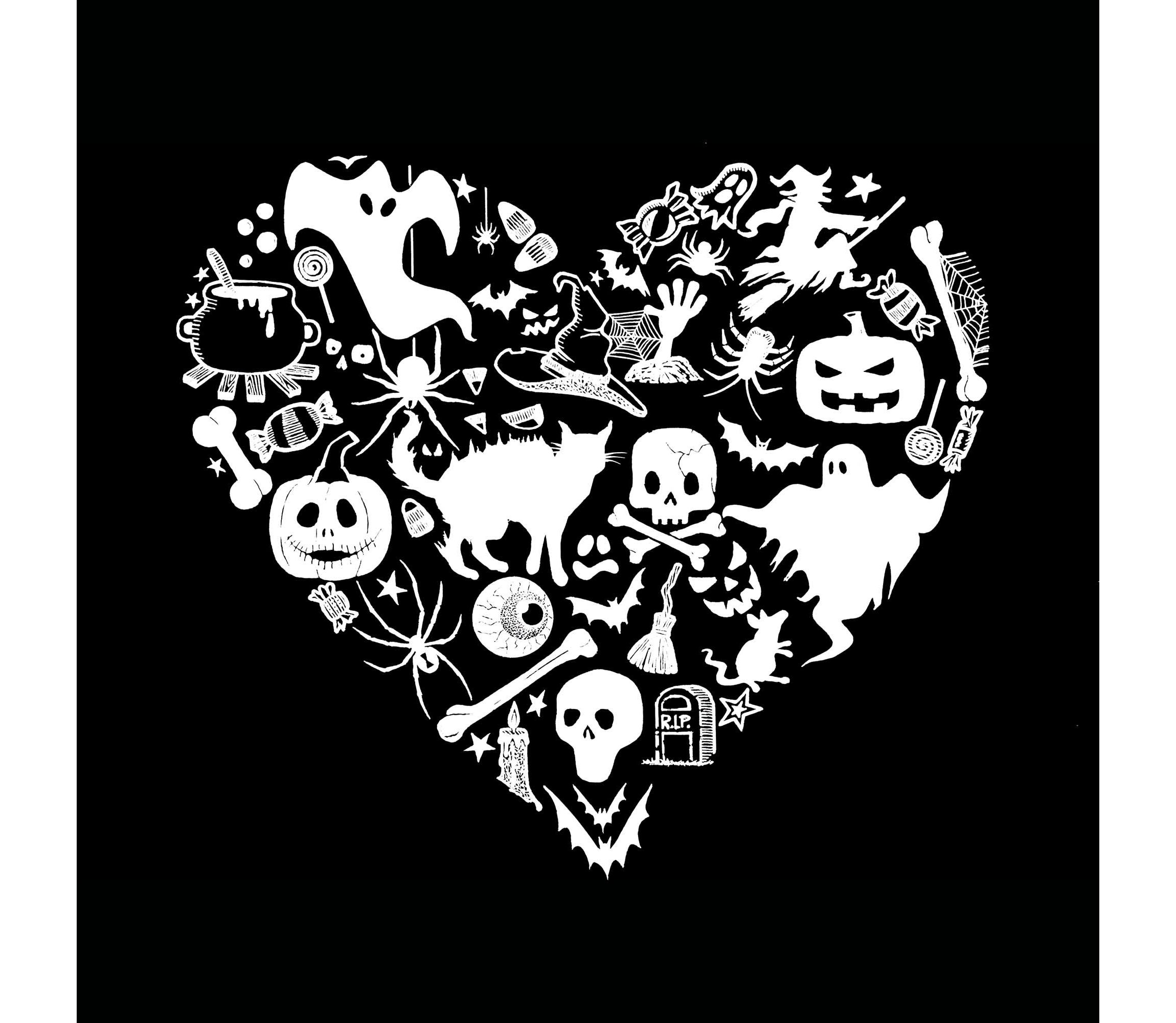 Halloween Heart - Womens Word Art Long Sleeve T-Shirt