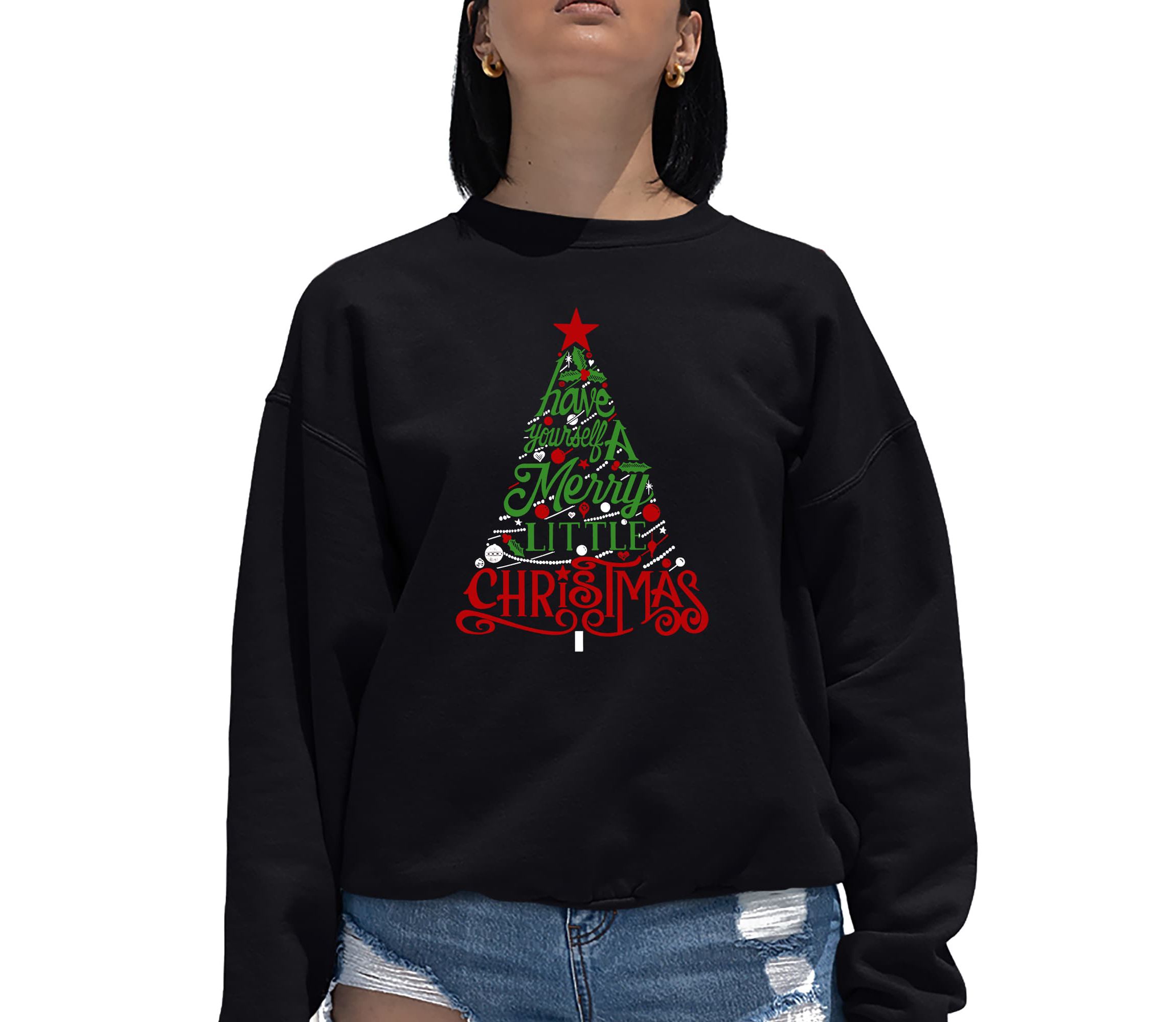 Have Yourself a Merry Little Christmas - Womens Word Art Crewneck Sweatshirt