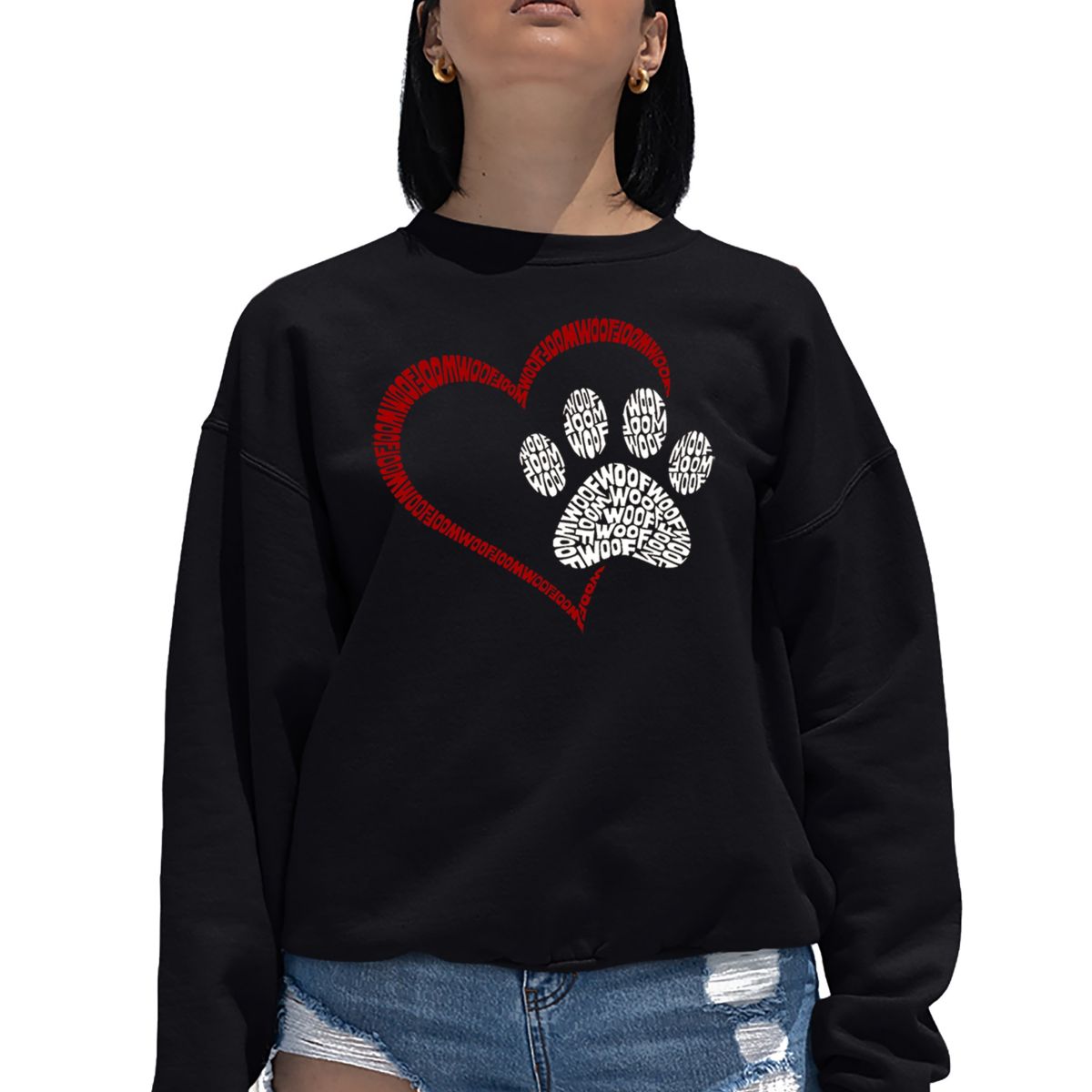 Paw Heart - Womens Word Art Crewneck Sweatshirt