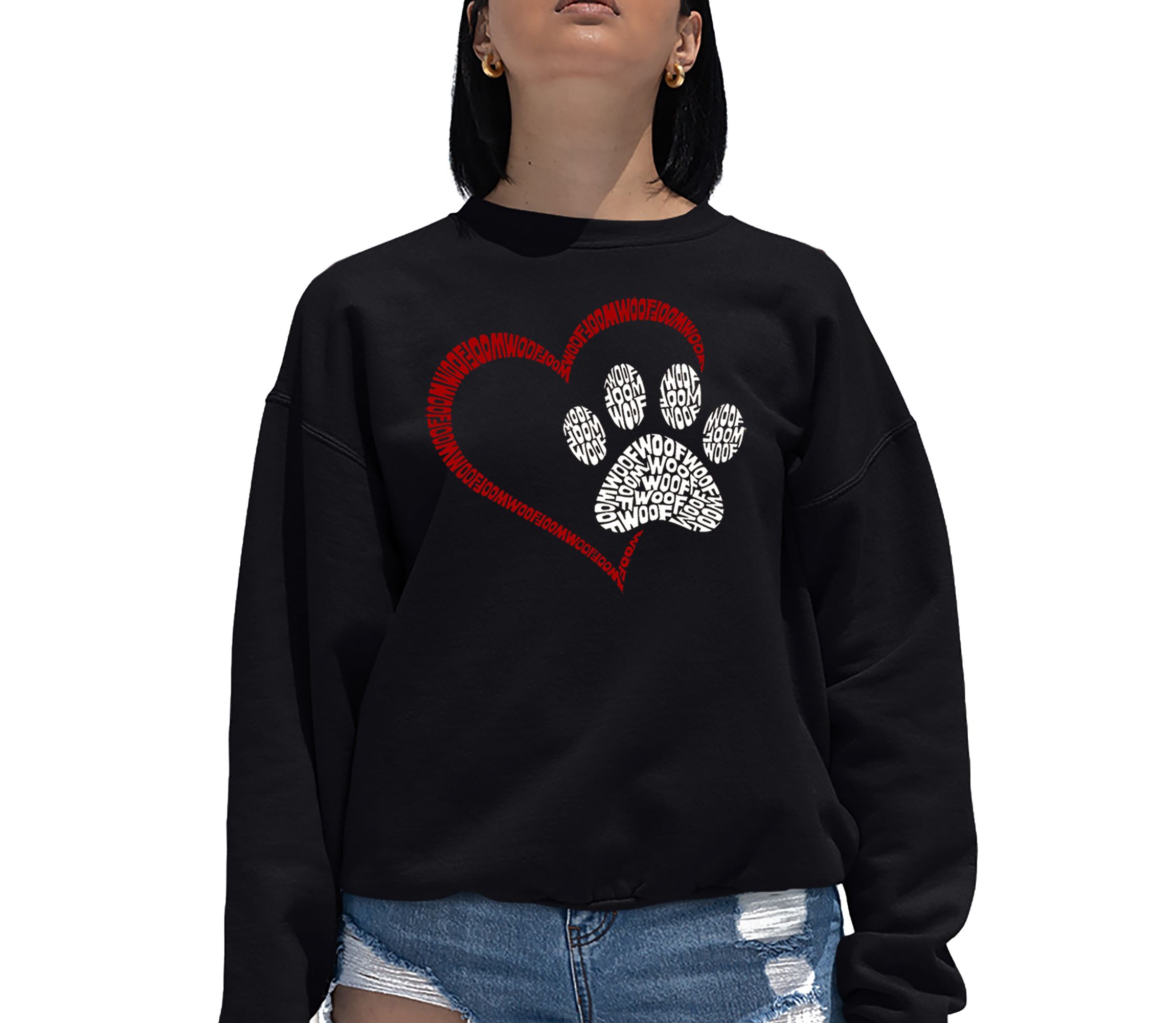 Paw Heart - Womens Word Art Crewneck Sweatshirt