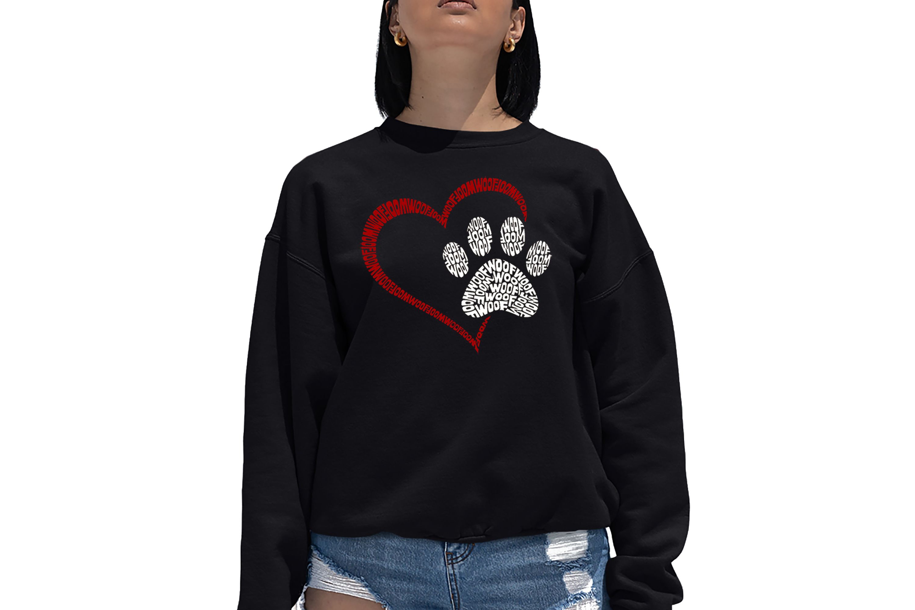 Paw Heart - Womens Word Art Crewneck Sweatshirt