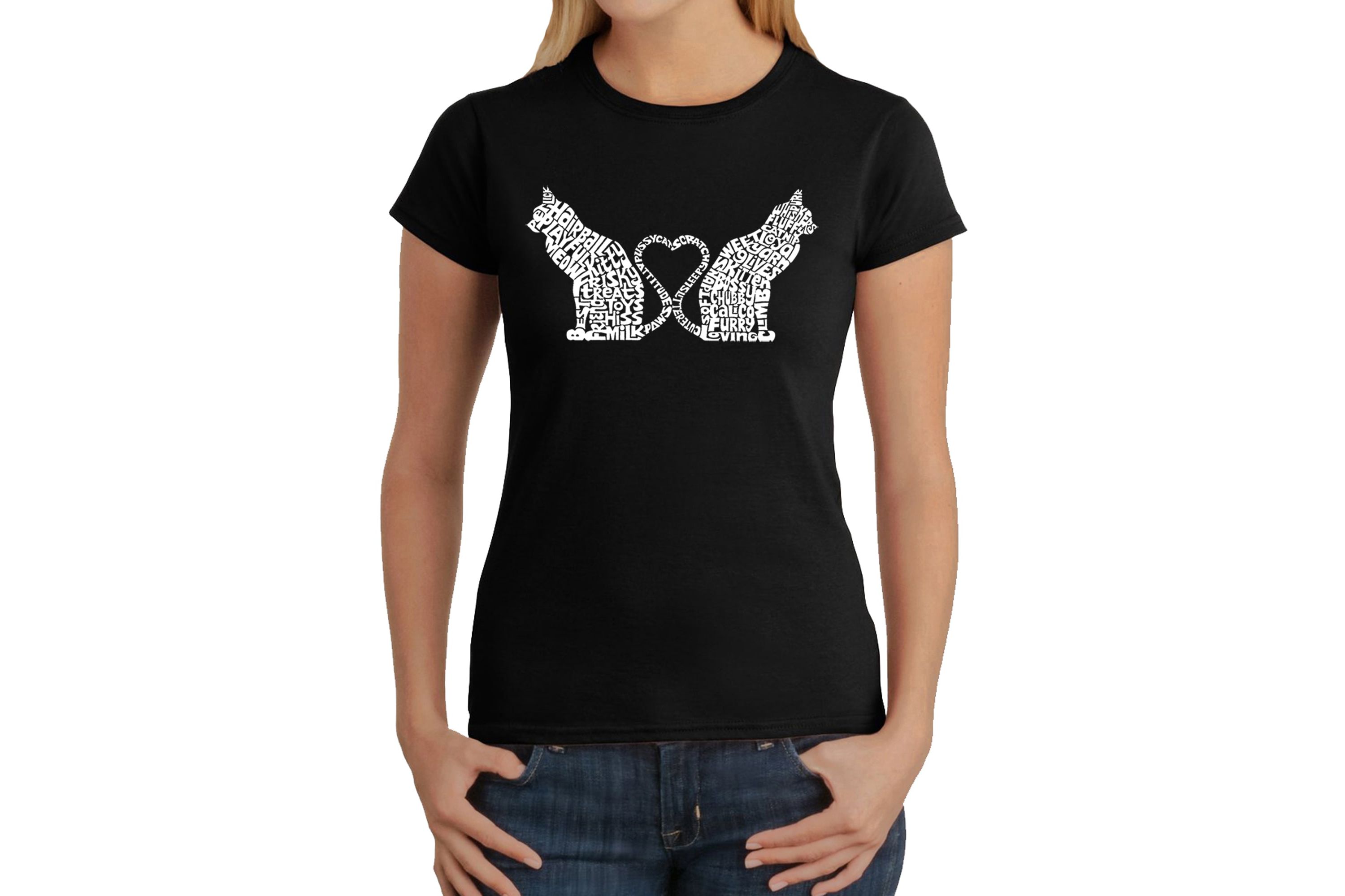 Cat Tail Hearts - Womens Word Art T-Shirt