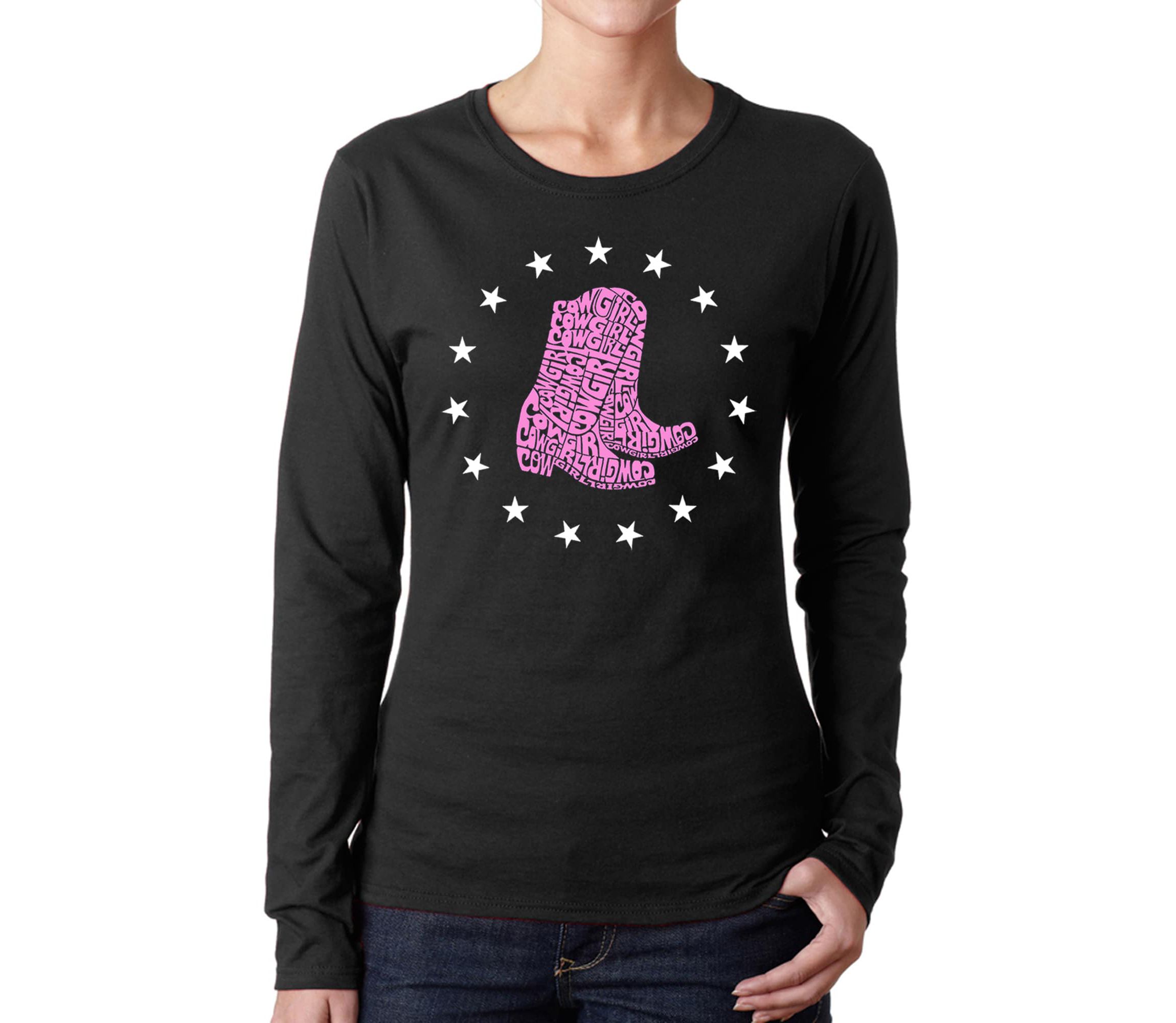 Cowgirl Boots - Womens Word Art Long Sleeve T-Shirt