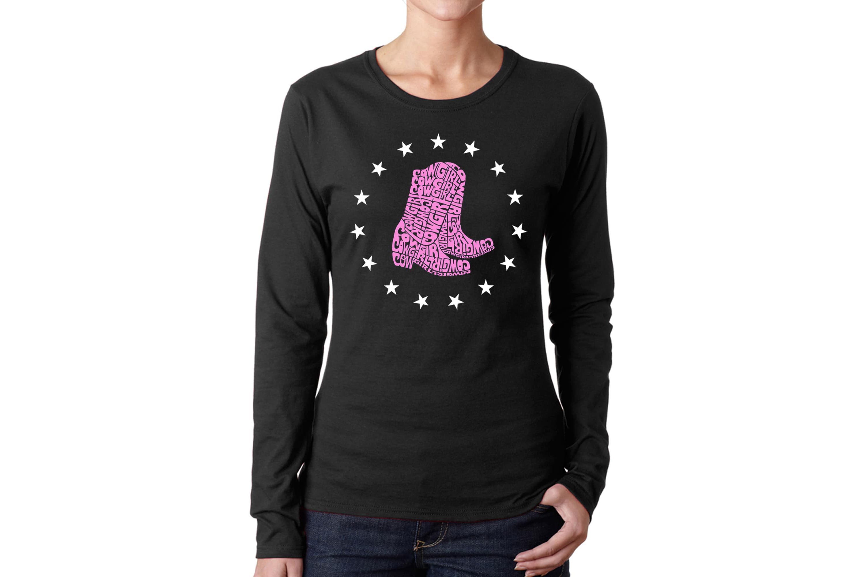 Cowgirl Boots - Womens Word Art Long Sleeve T-Shirt
