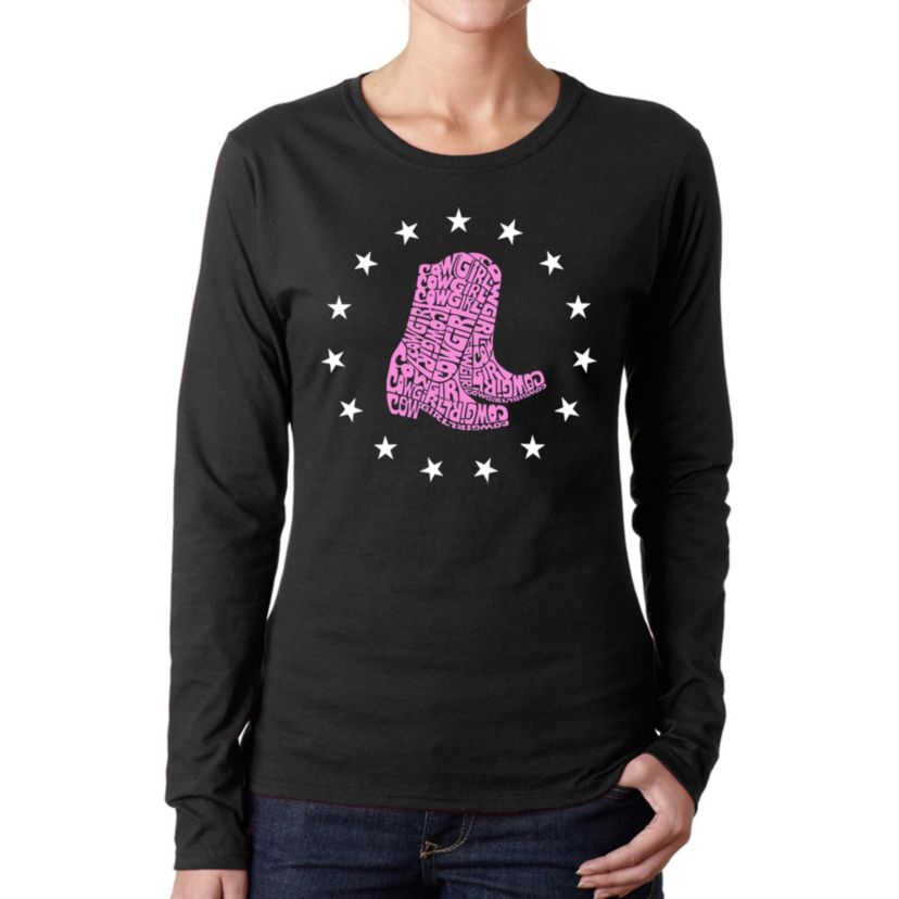 Cowgirl Boots - Womens Word Art Long Sleeve T-Shirt