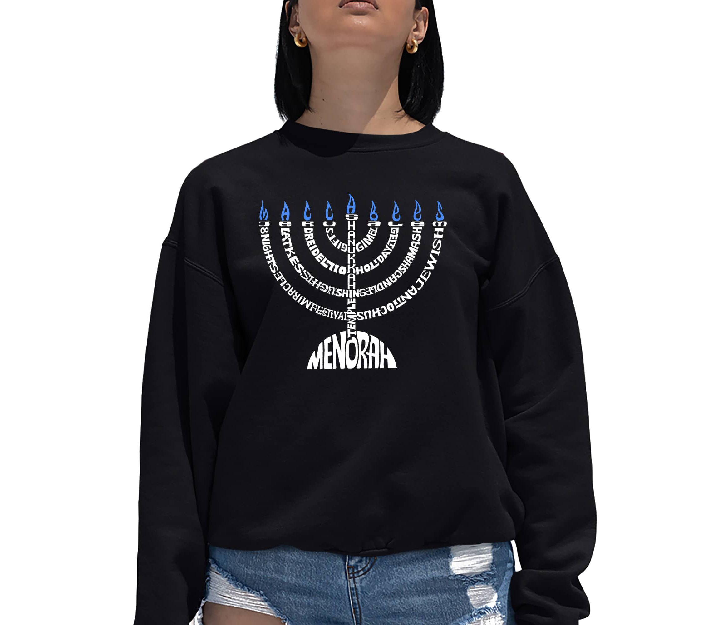 Menorah - Womens Word Art Crewneck Sweatshirt